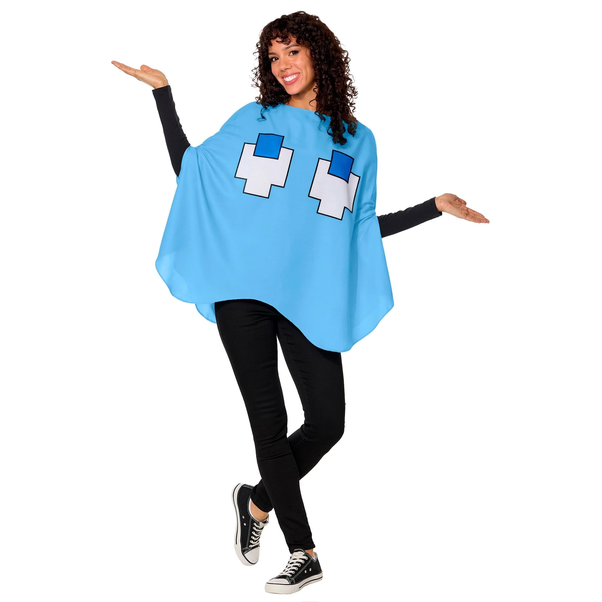 PAC-MAN INKY (Blue Ghost) Adult Costume Poncho | One Size Fits Most