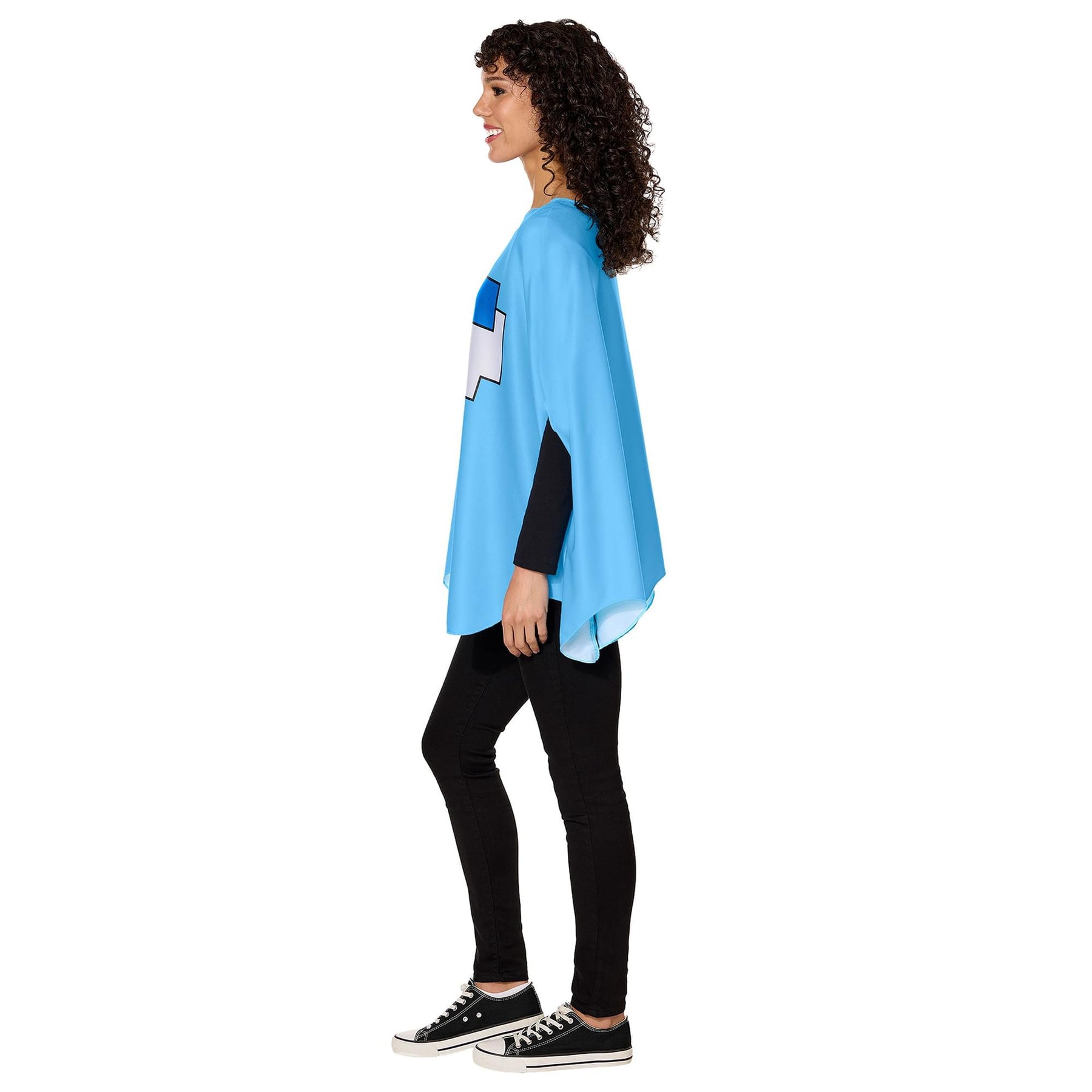 PAC-MAN INKY (Blue Ghost) Adult Costume Poncho | One Size Fits Most