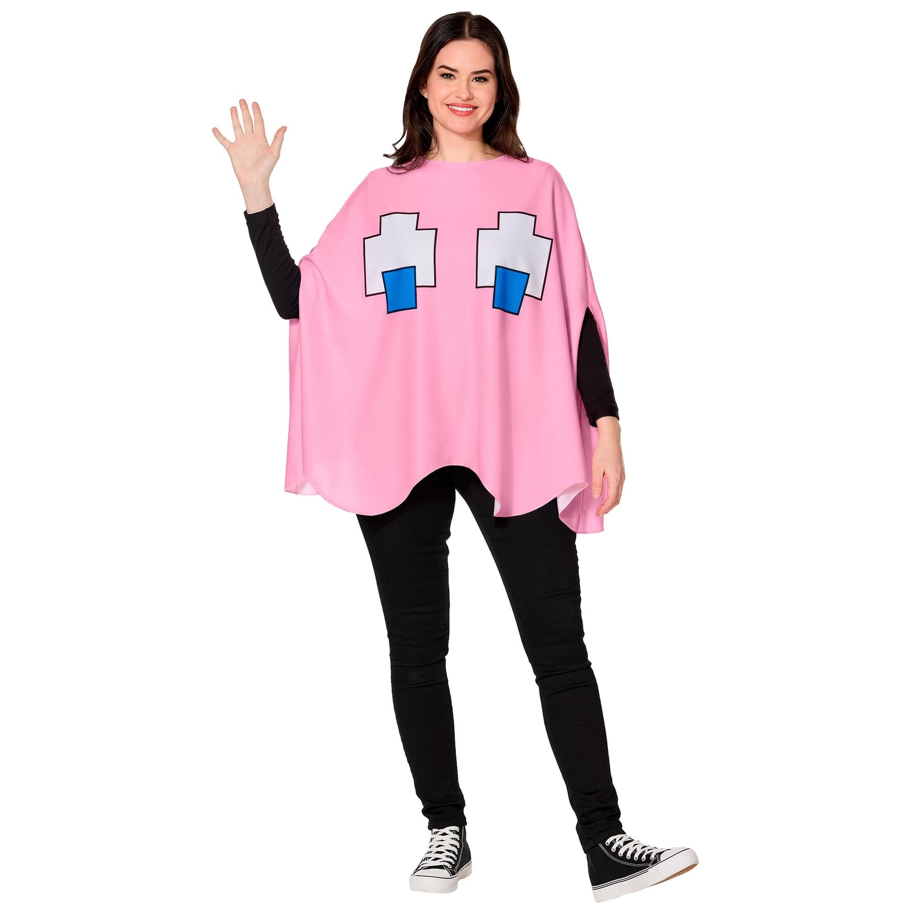 PAC-Man PINKY (Pink Ghost) Adult Costume Poncho | One Size Fits Most