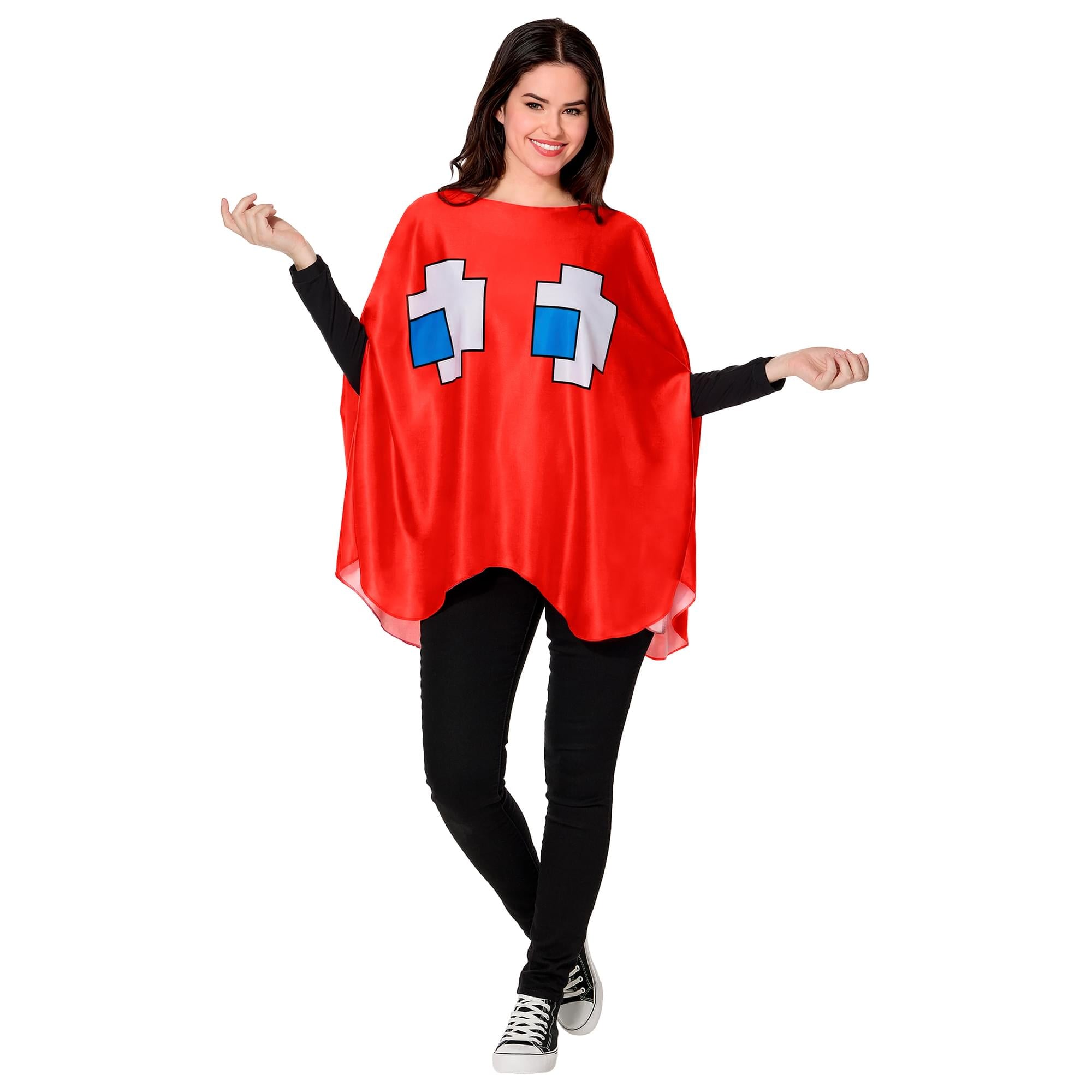 PAC-Man BLINKY (Red Ghost) Adult Costume Poncho | One Size Fits Most