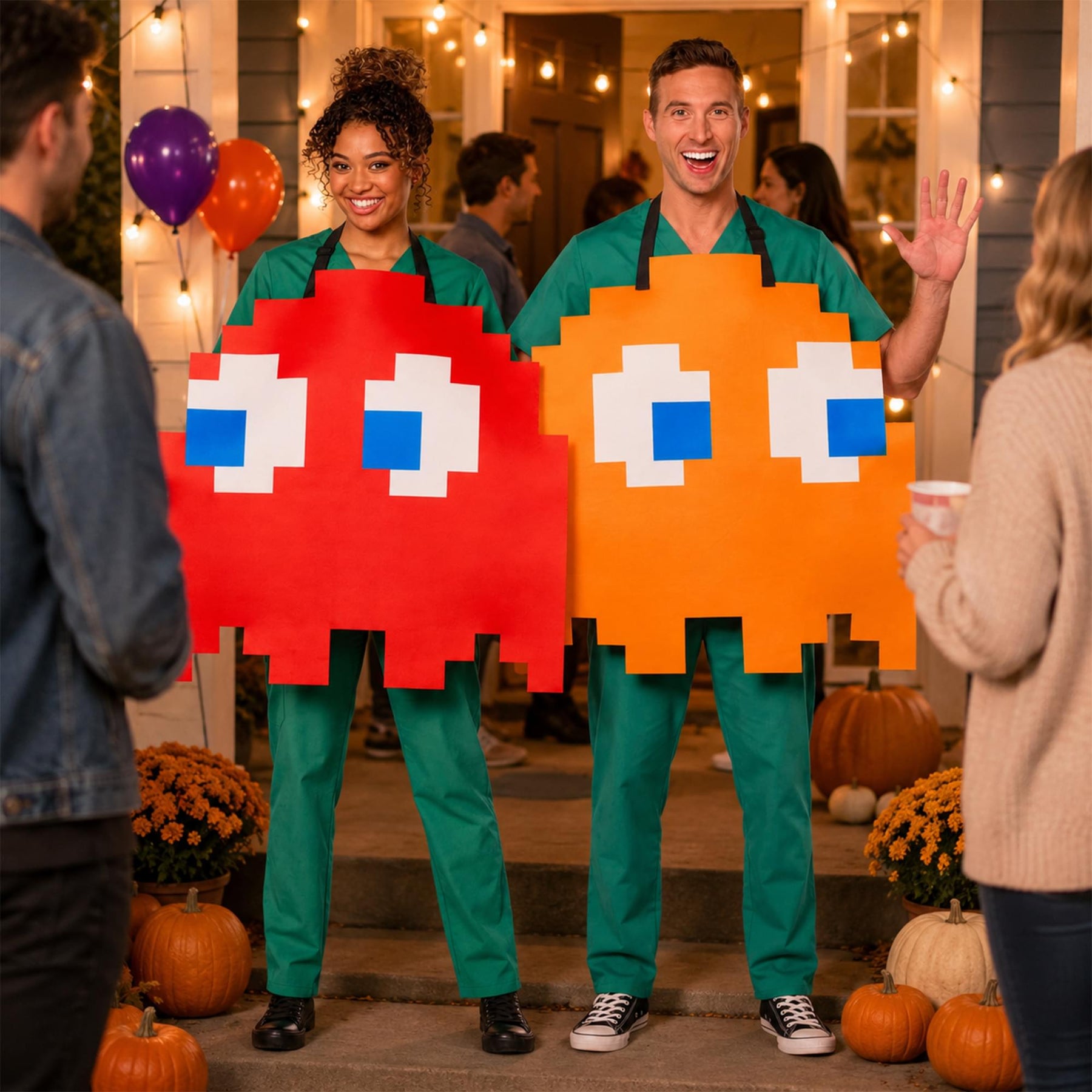 PAC-MAN Quik Change CLYDE/BLINKY Reversable Adult Costume | One Size