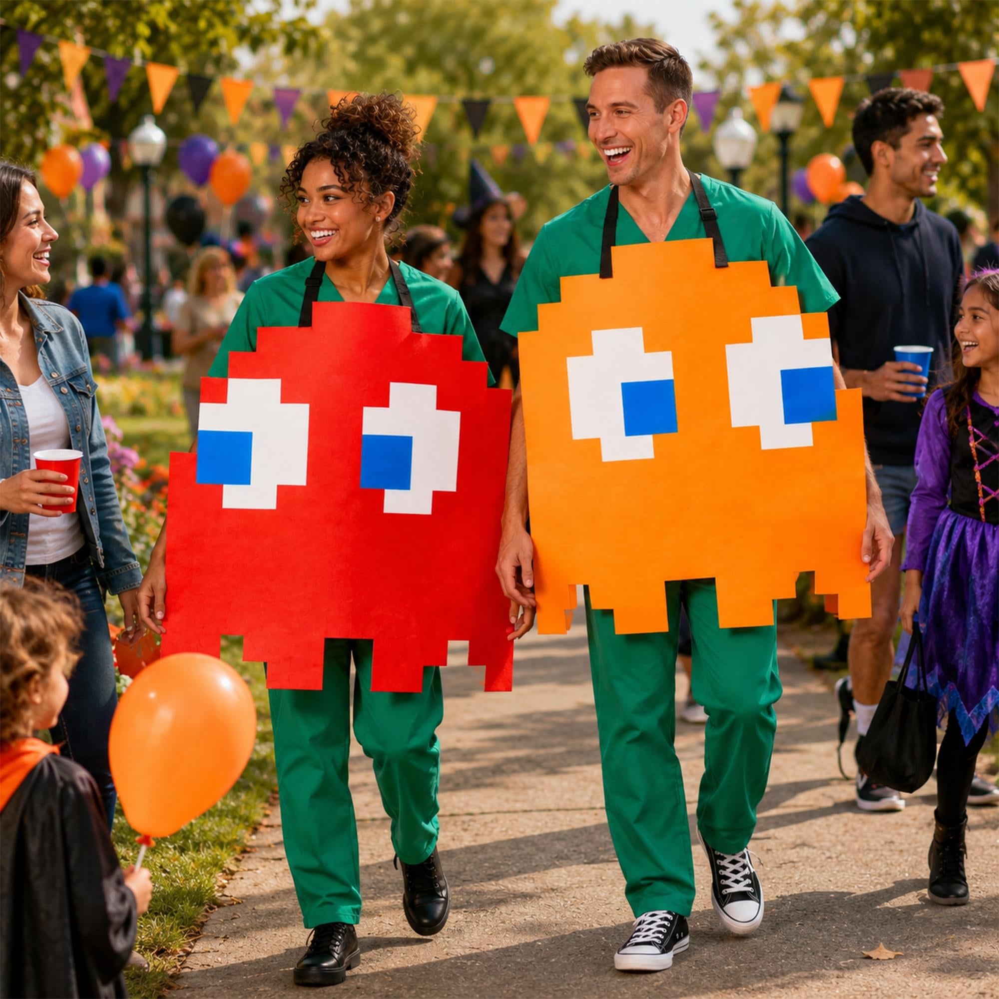 PAC-MAN Quik Change CLYDE/BLINKY Reversable Adult Costume | One Size