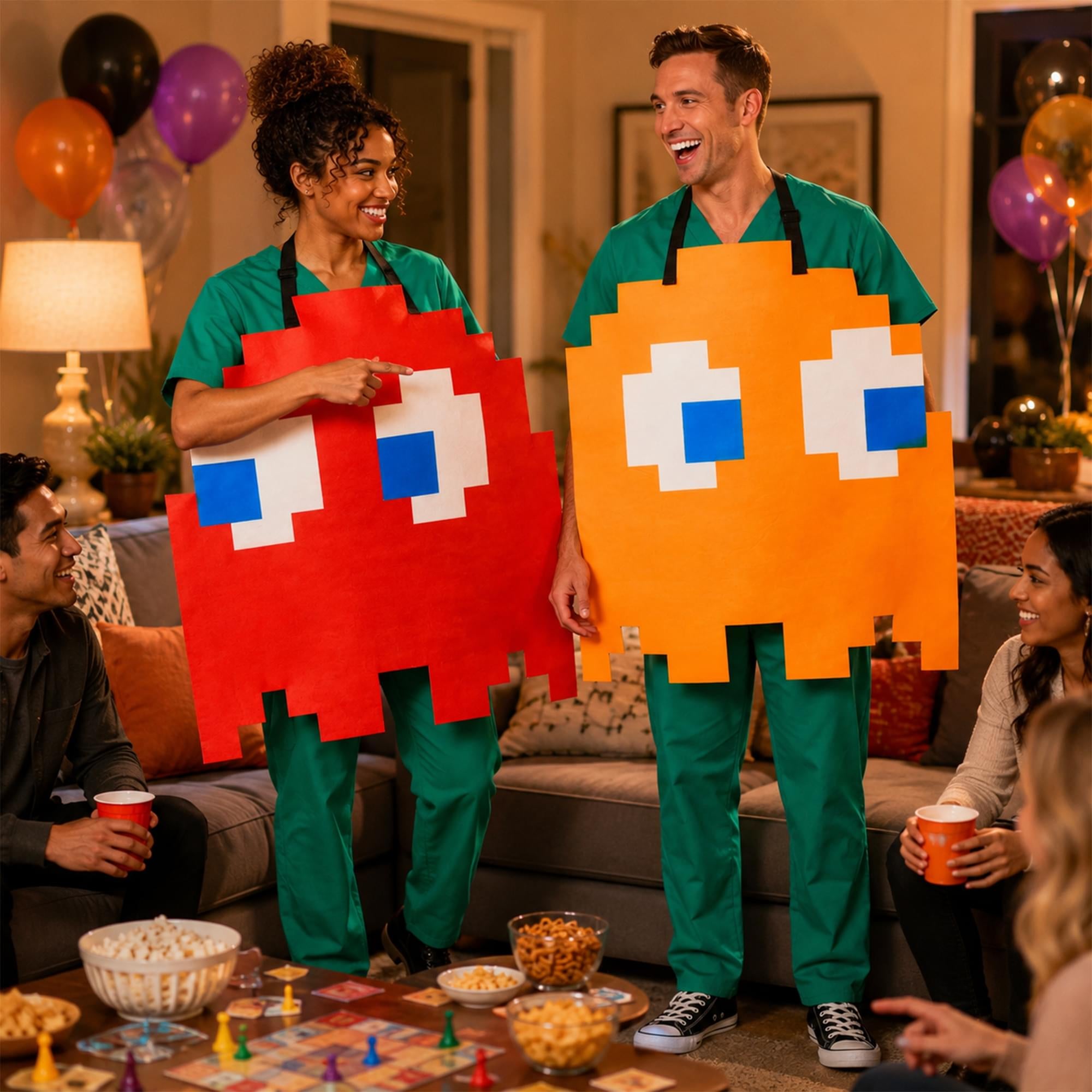 PAC-MAN Quik Change CLYDE/BLINKY Reversable Adult Costume | One Size