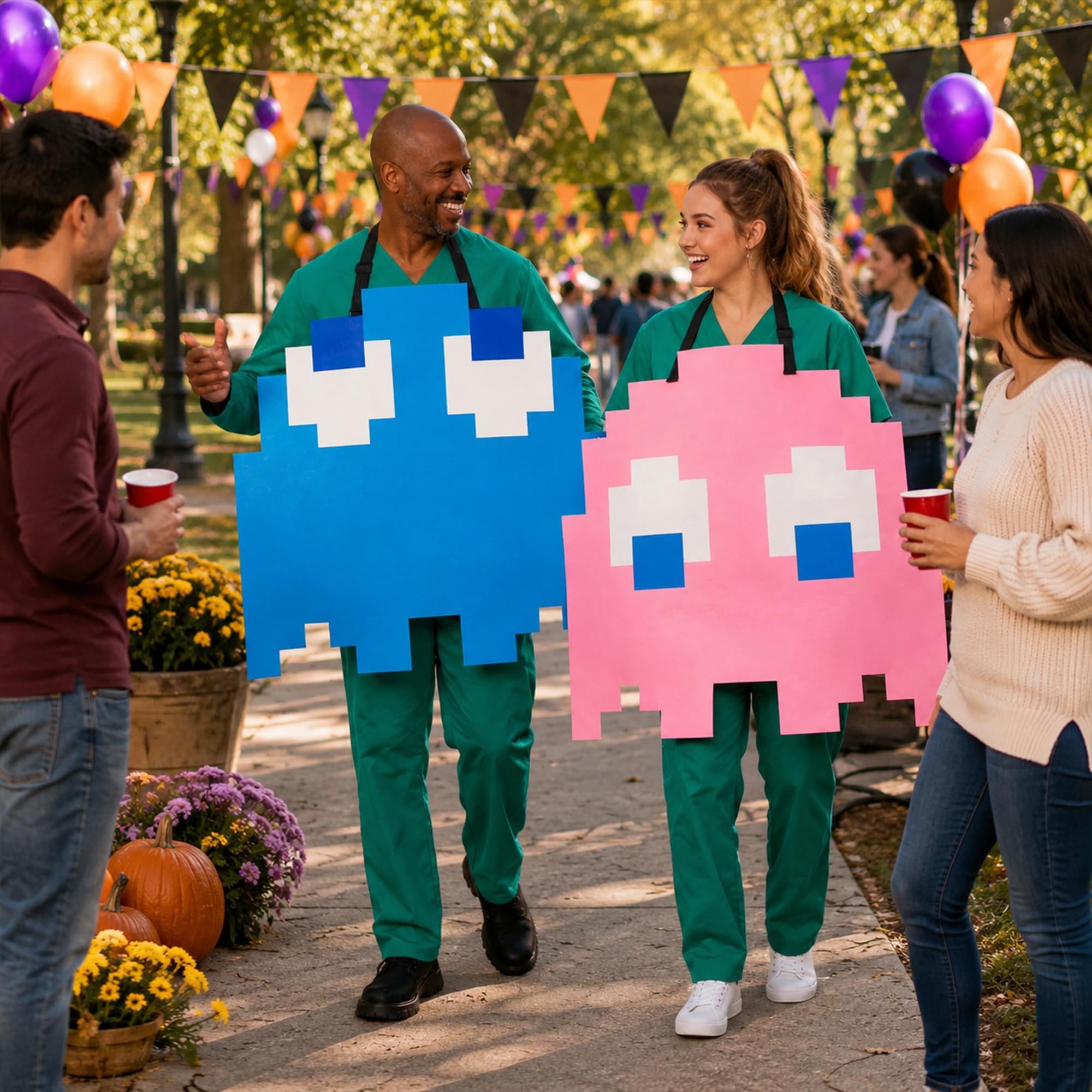 PAC-MAN Quik Change PINKY/INKY Reversable Adult Costume | One Size