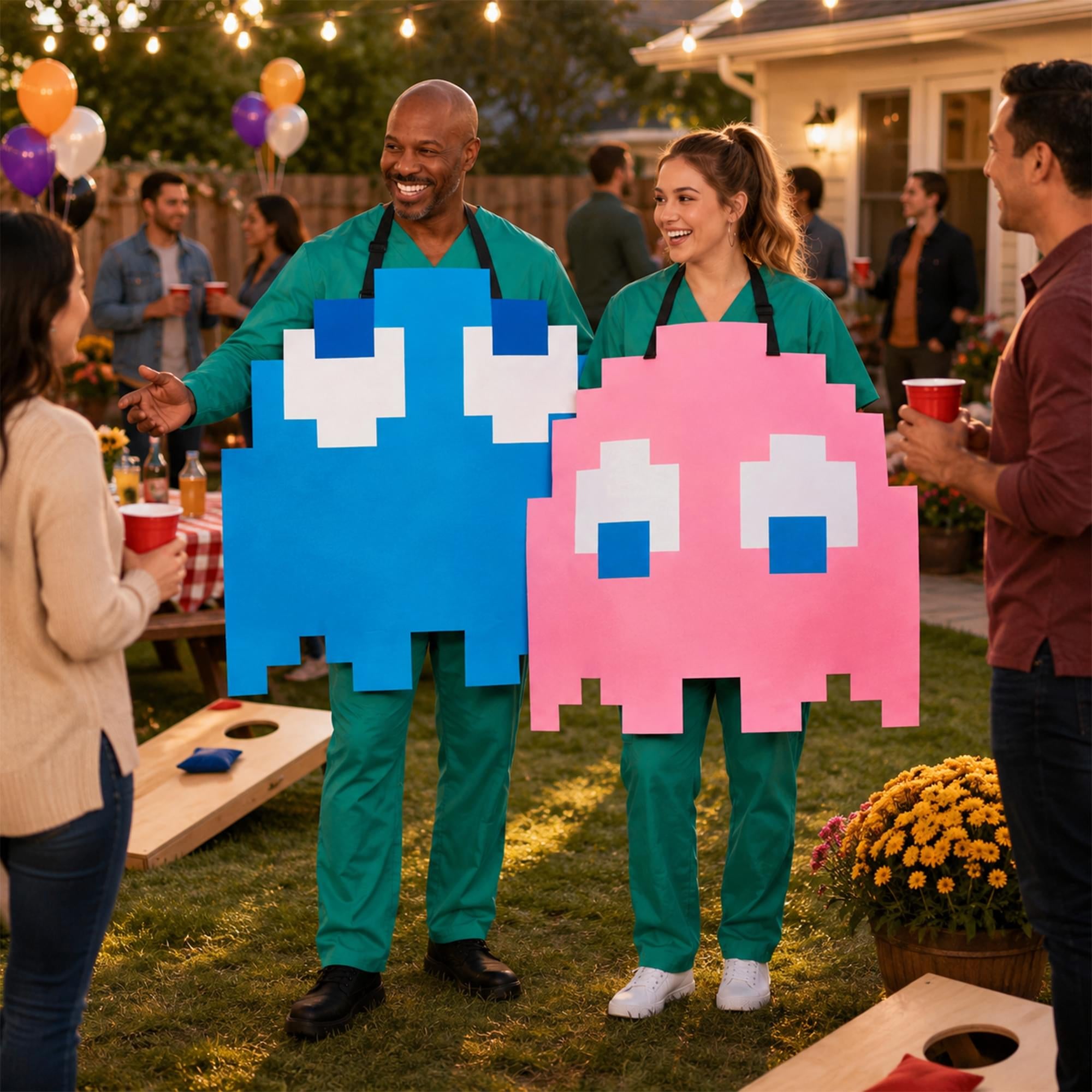 PAC-MAN Quik Change PINKY/INKY Reversable Adult Costume | One Size
