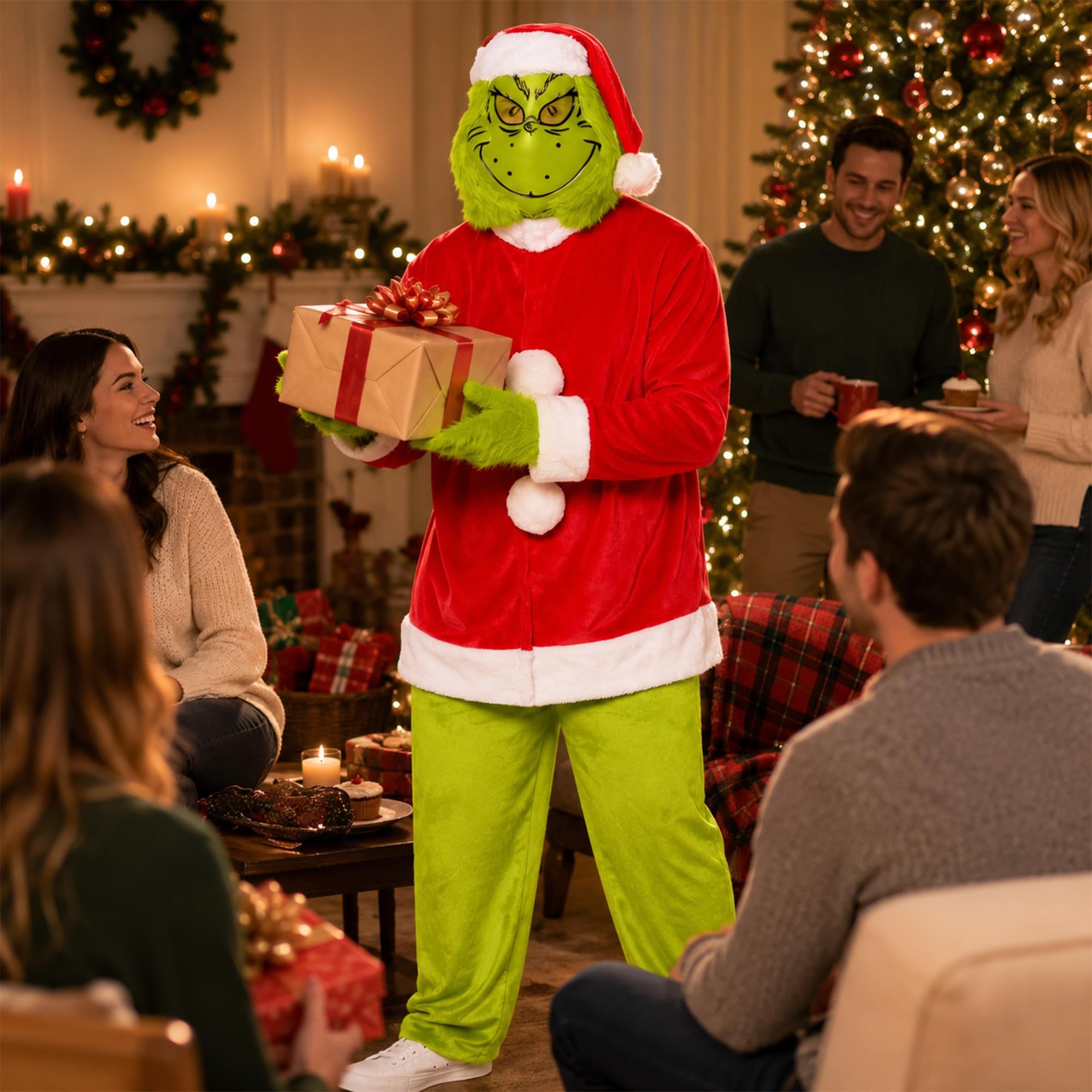 Dr. Seuss Santa Grinch Adult Costume | Large