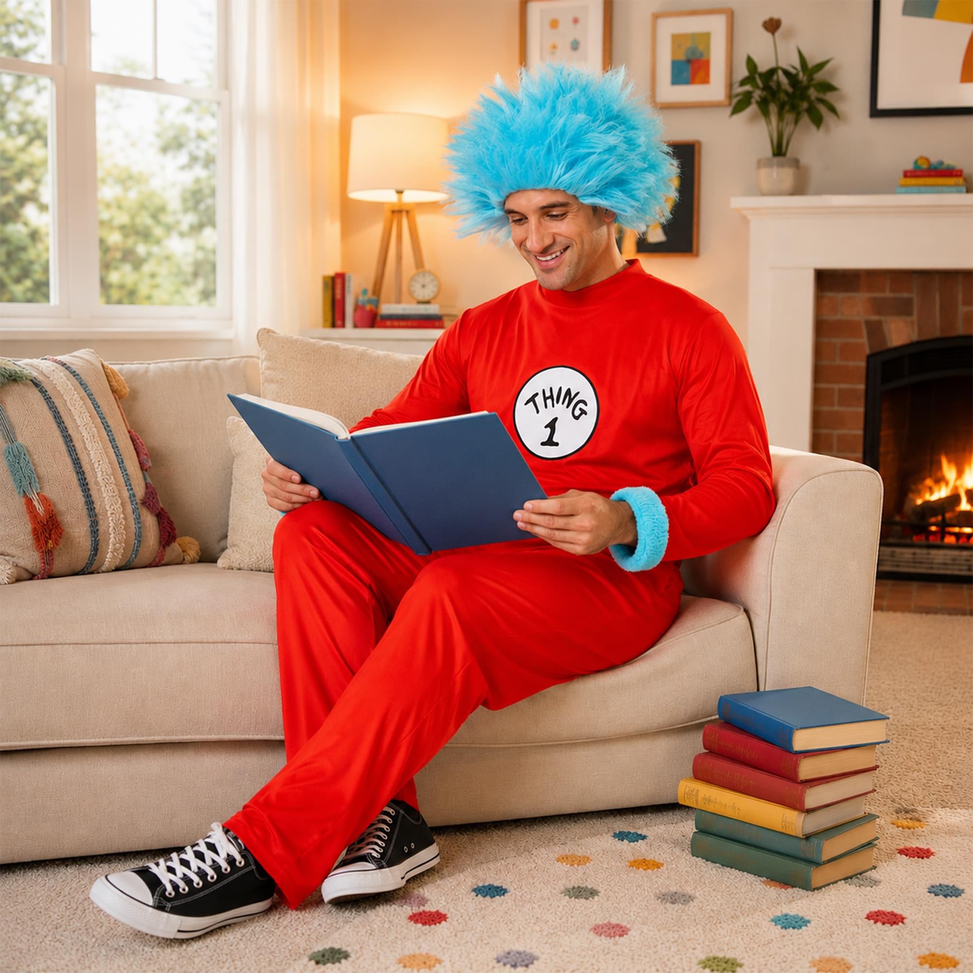 Dr Seuss Thing Jumpsuit Adult Costume