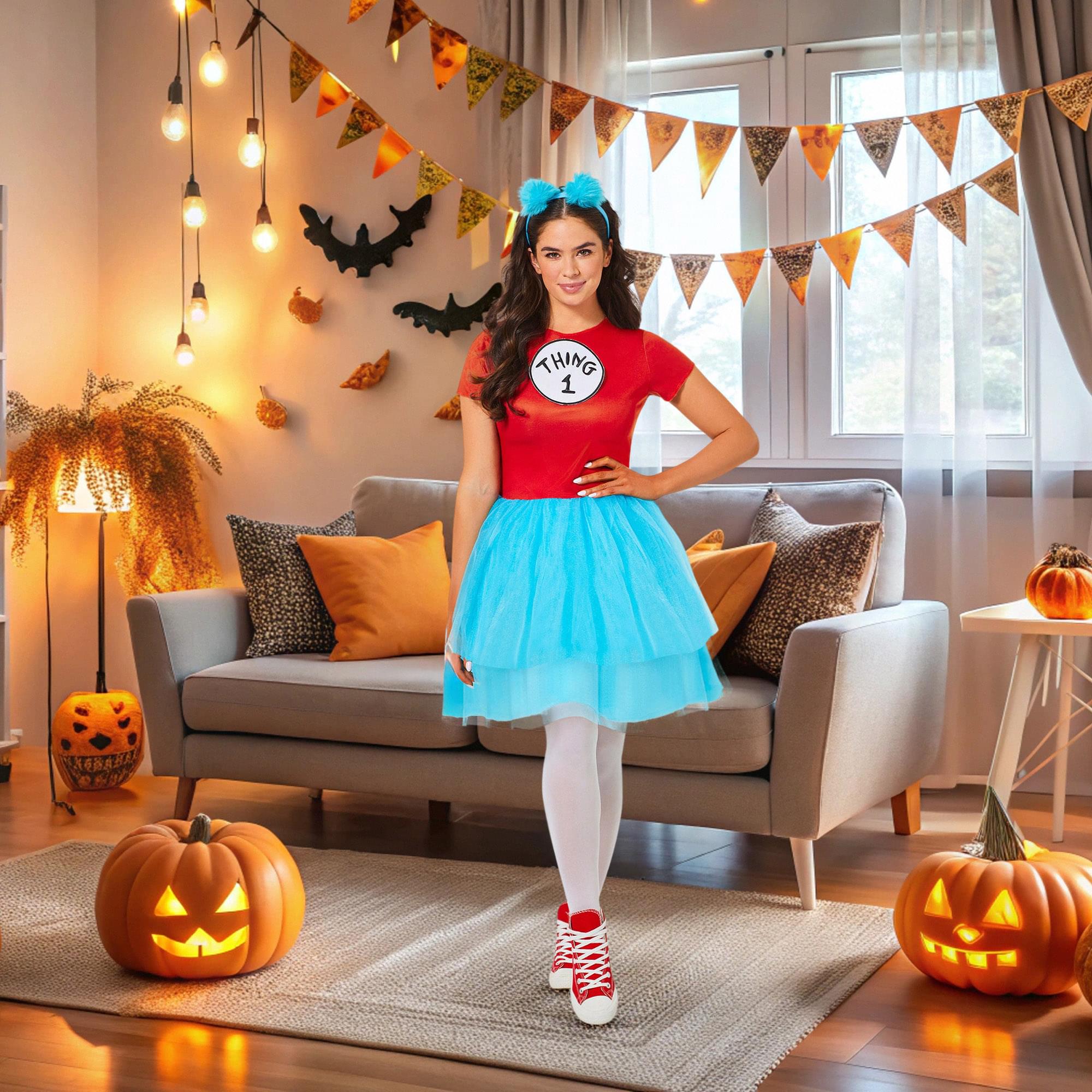 Dr Seuss Cat In The Hat Thing Dress Adult Costume