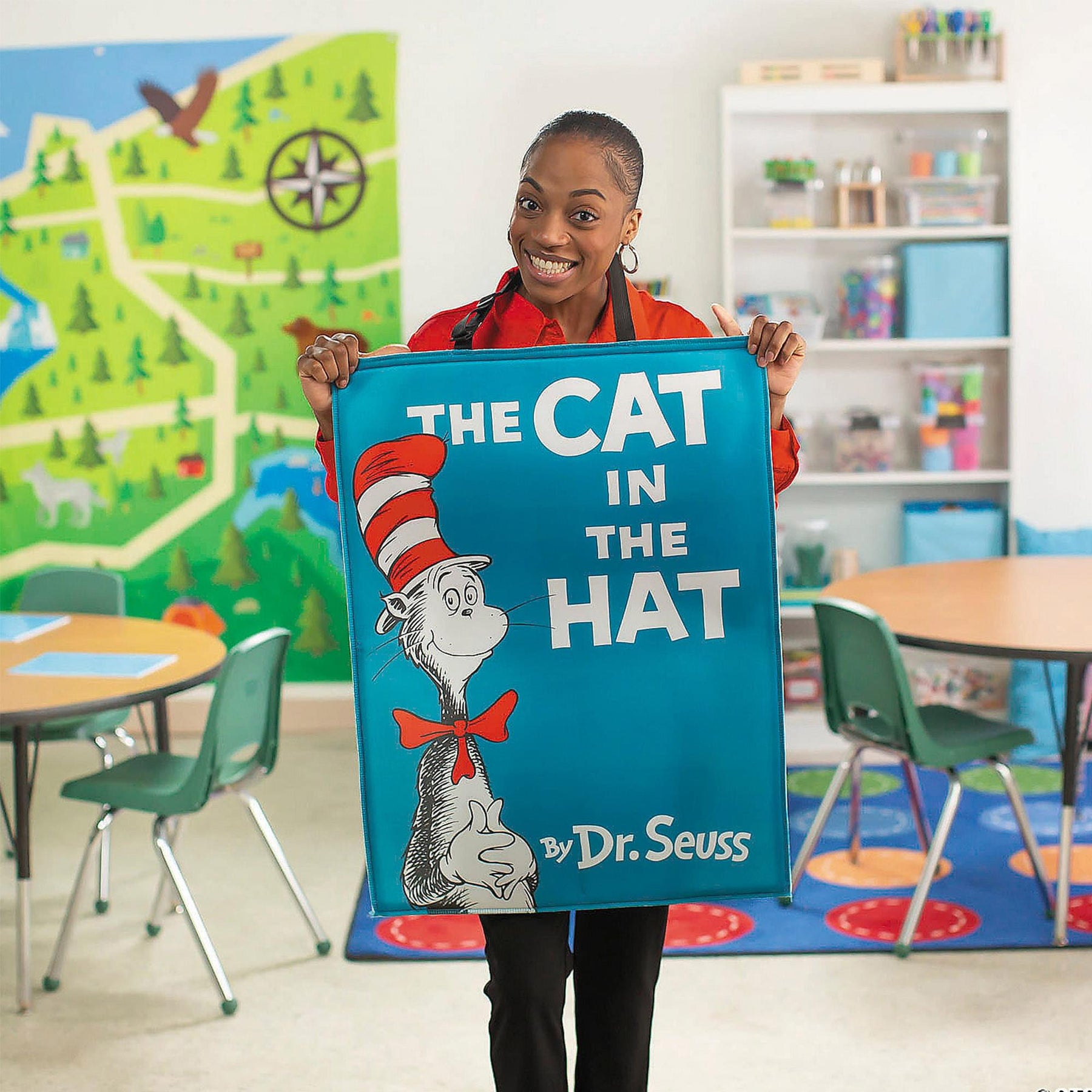 Dr Seuss Cat In The Hat Book Quik Change™ Adult Costume | One Size