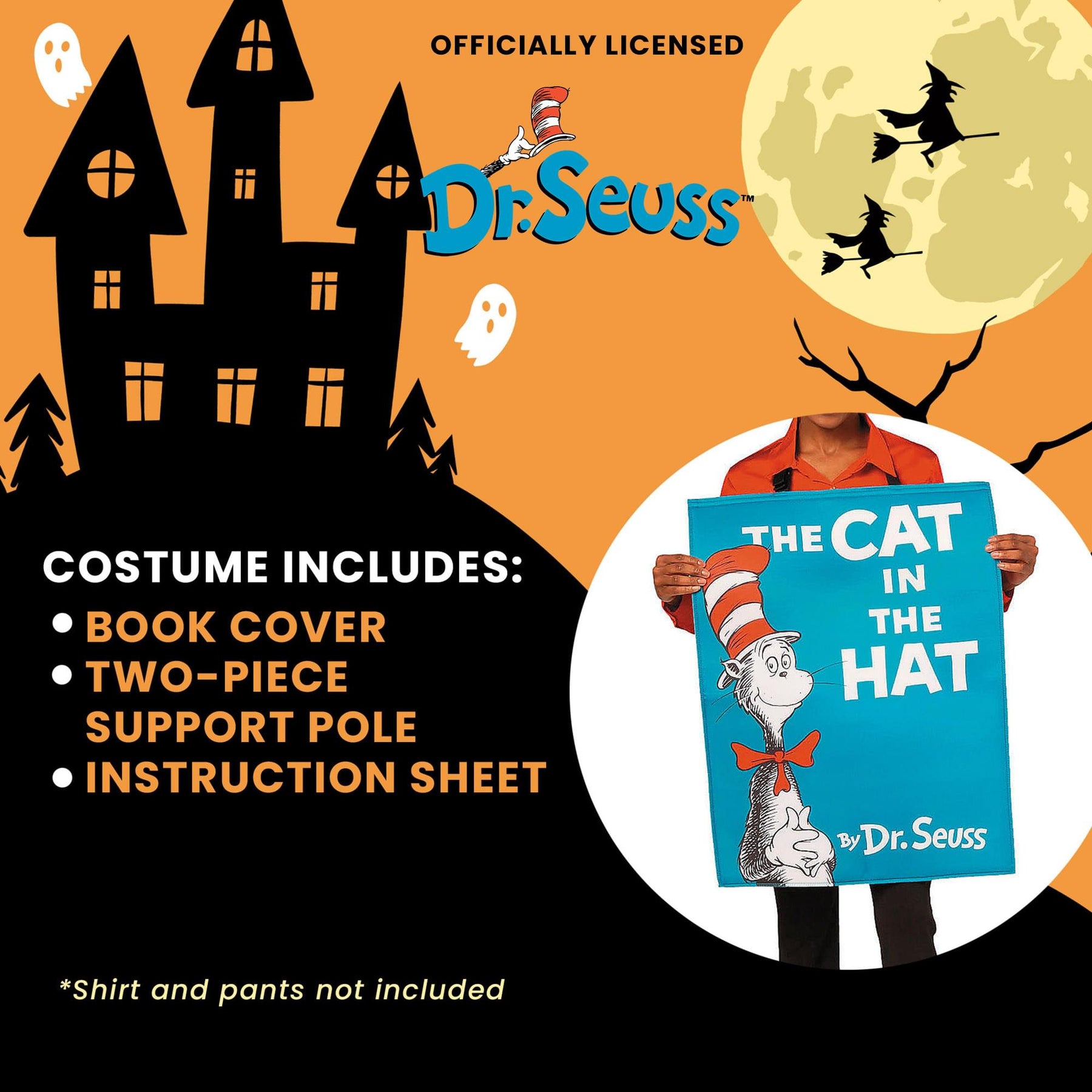 Dr Seuss Cat In The Hat Book Quik Change™ Adult Costume | One Size