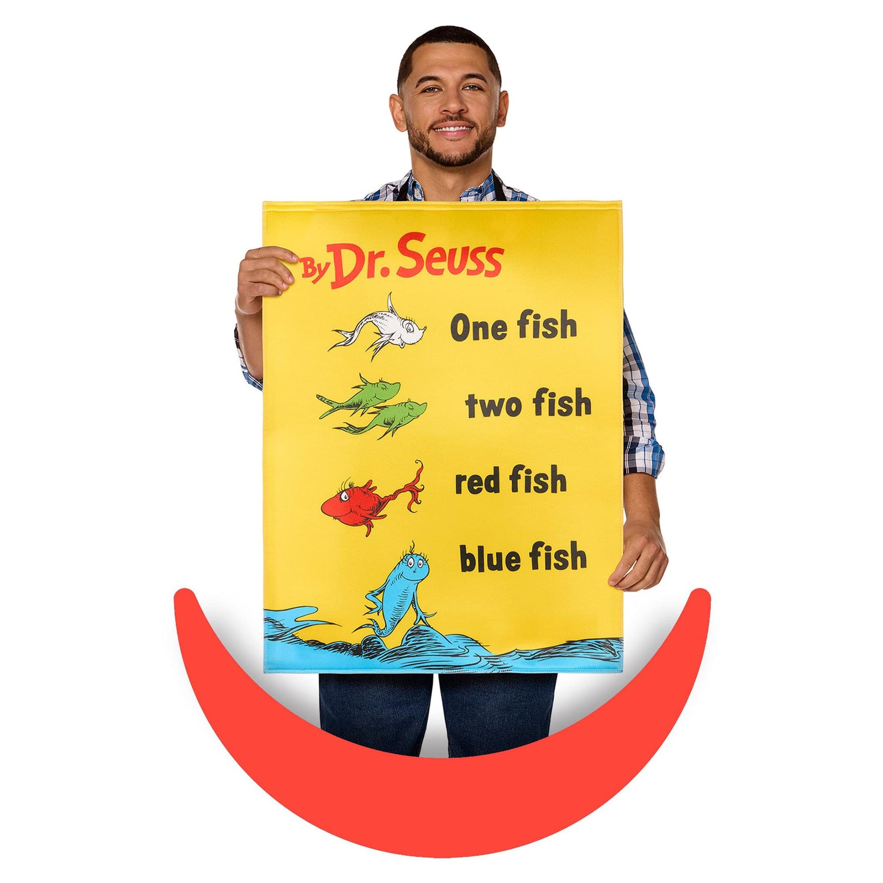 red fish blue fish dress up Adults QUIK CHANGE Dr. Seuss One fish, two fish, red fish, blue fish Book Cover Costume -One Size