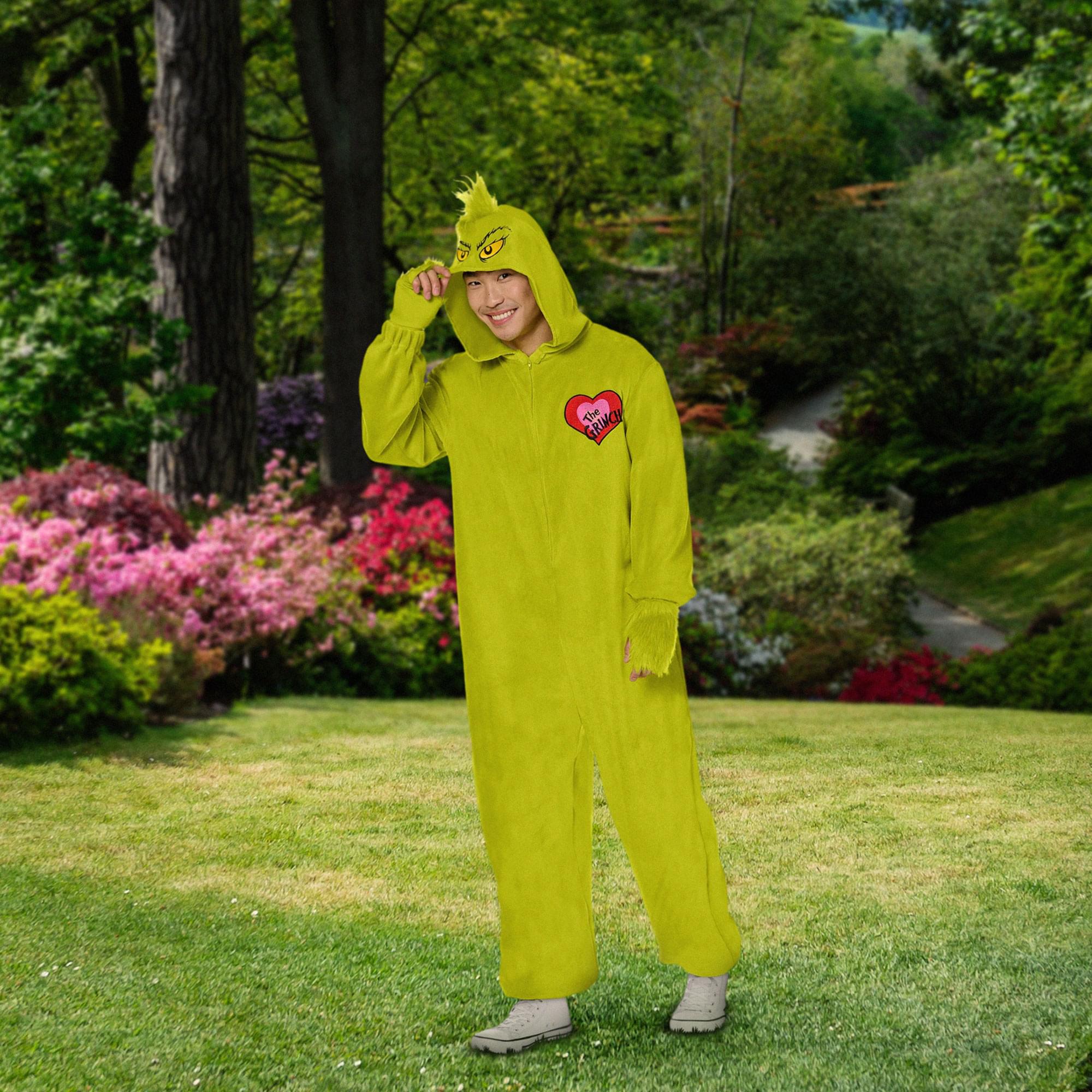 Dr Seuss Cat In The Hat Grinch Jumpsuit Adult Costume