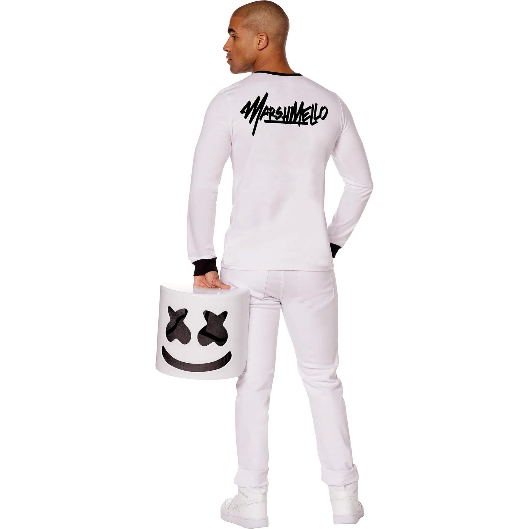 Marshmello Adult Costume | Long Sleeve Shirt With Half Mask