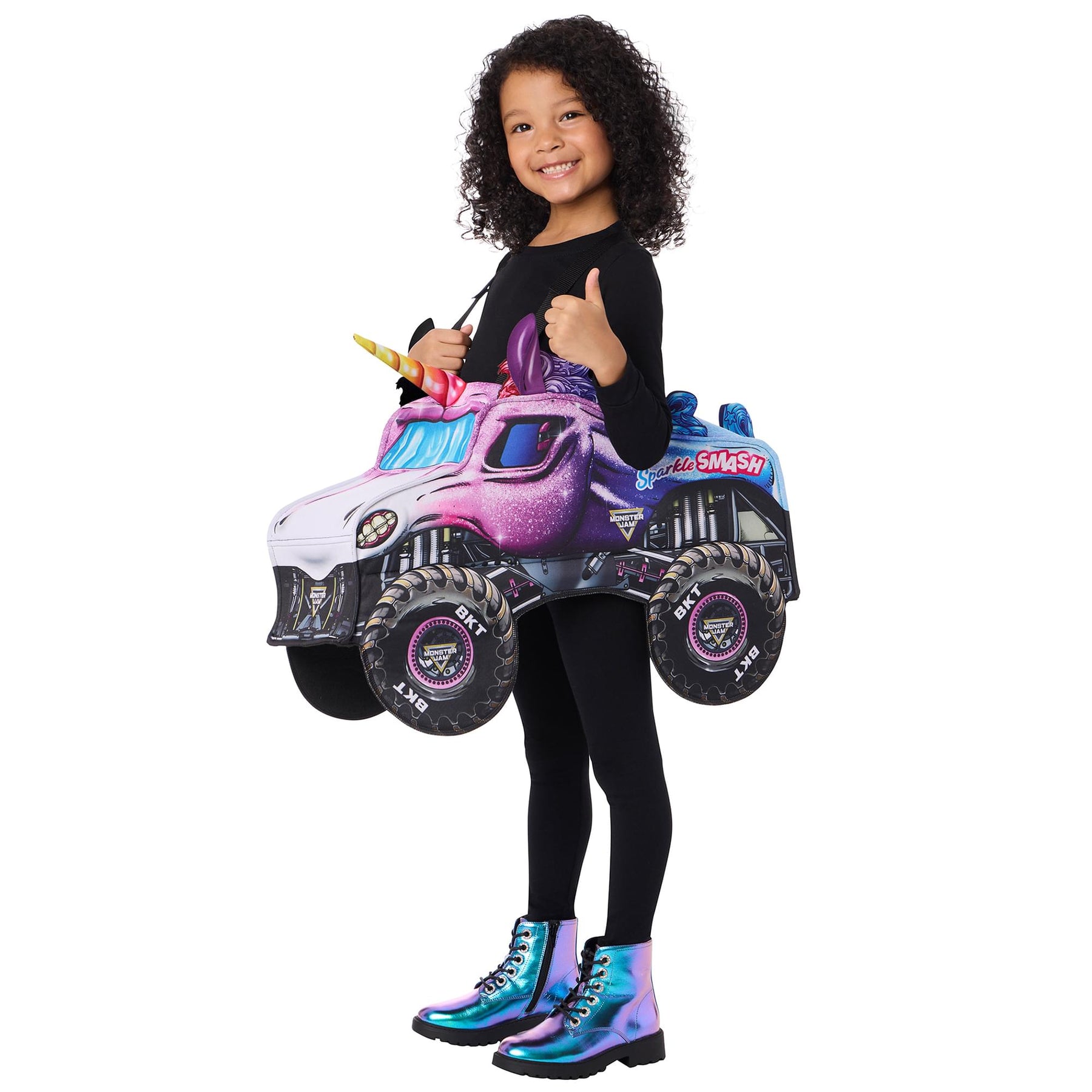 Monster Jam Sparkle Smash Toddler Ride-Along Costume | One Size Fits To Size 6