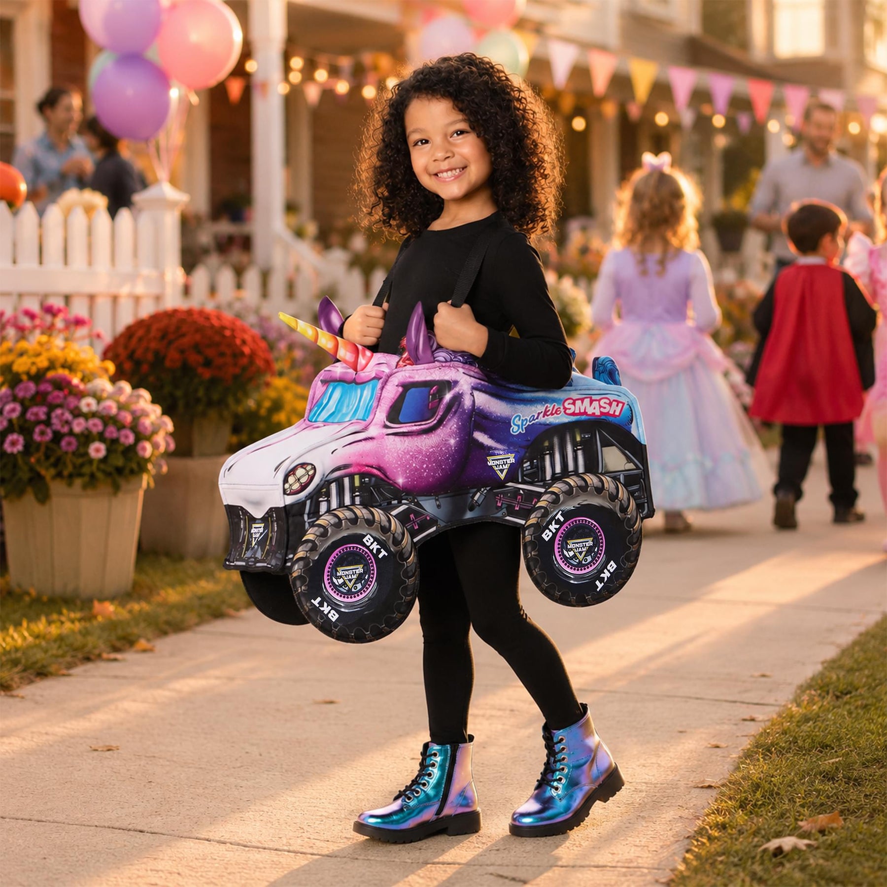 Monster Jam Sparkle Smash Toddler Ride-Along Costume | One Size Fits To Size 6