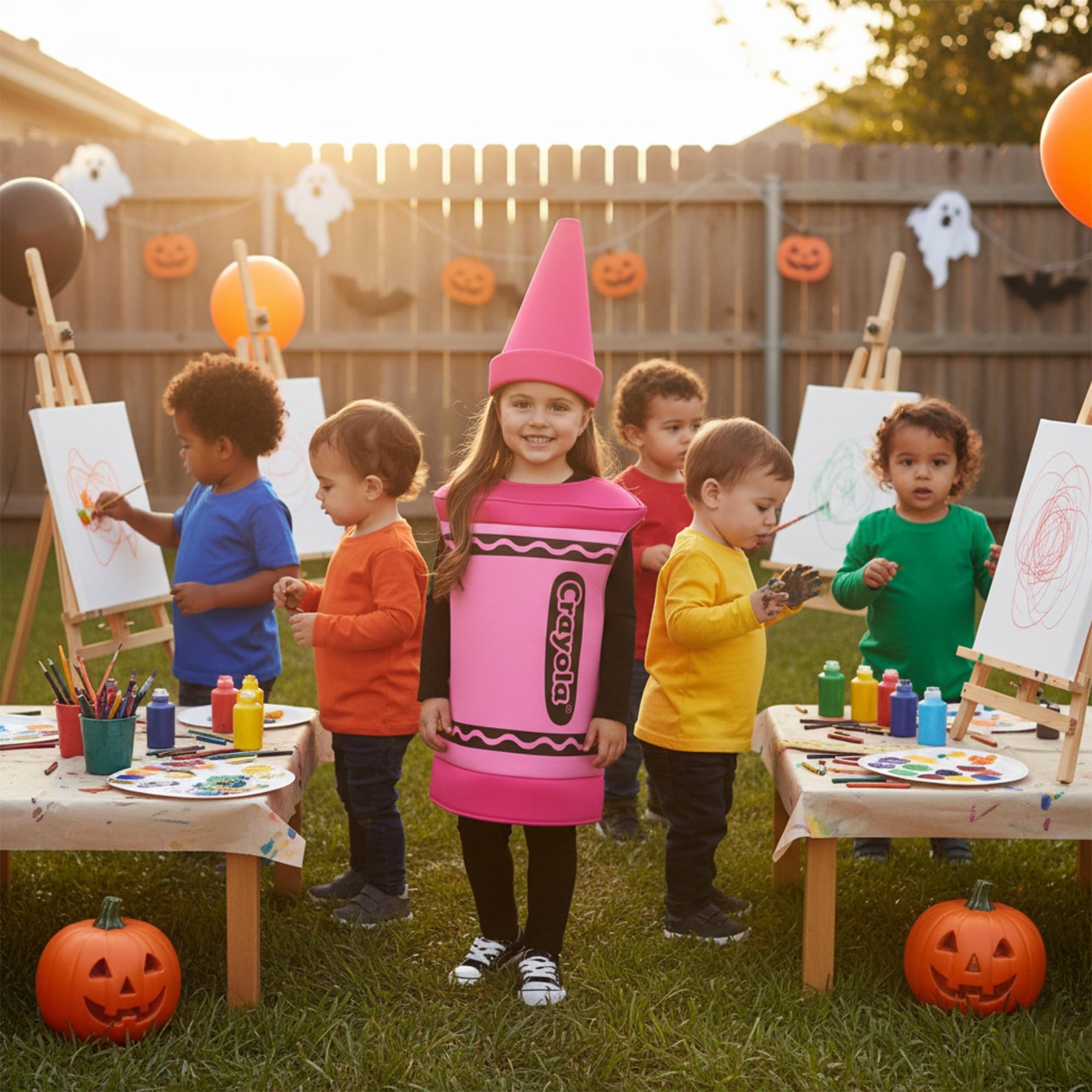 Craylola Crayon Pink Toddler Costume | One Size Fits Most Up To 6