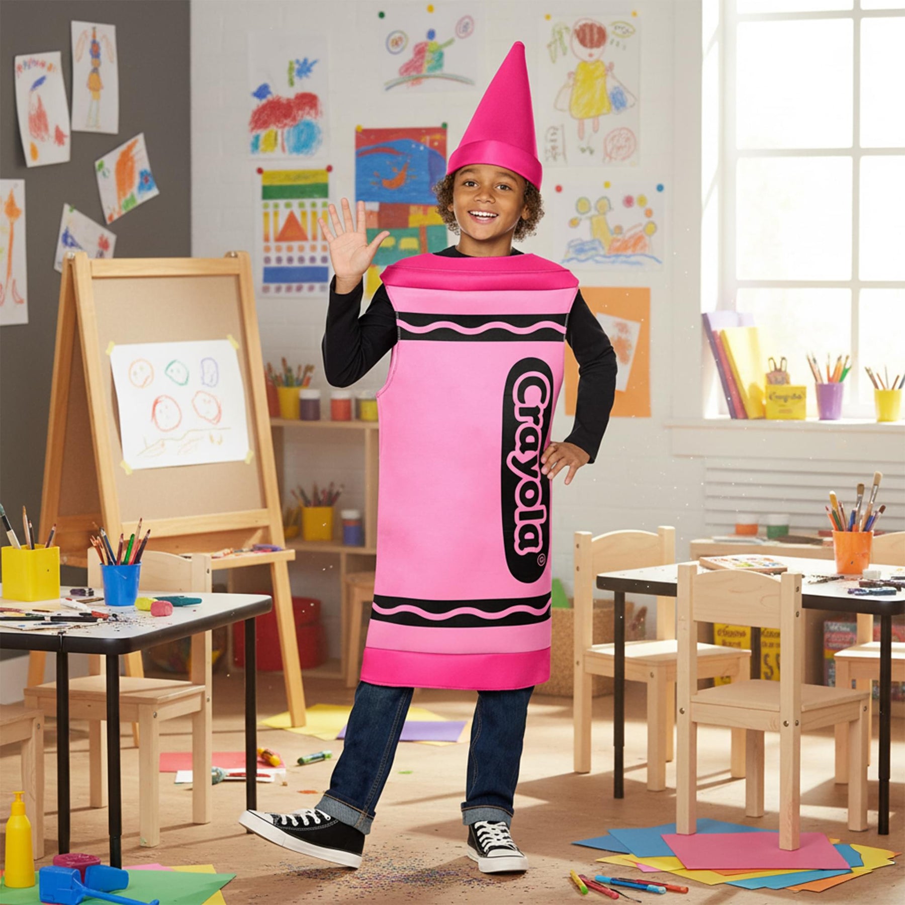 Craylola Crayon Pink Child Costume | One Size Fits Most