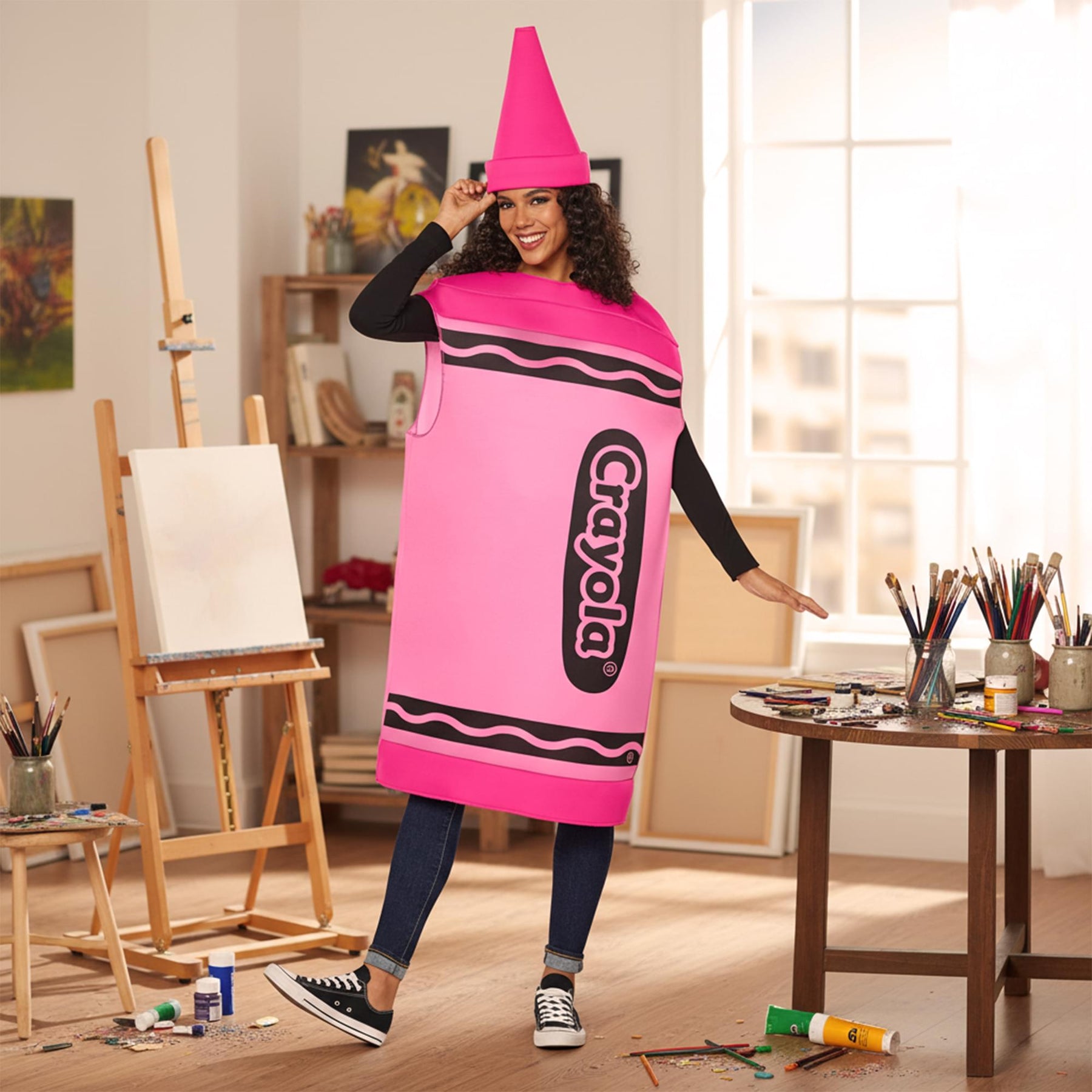 Craylola Crayon Pink Adult Costume | One Size Fits Most