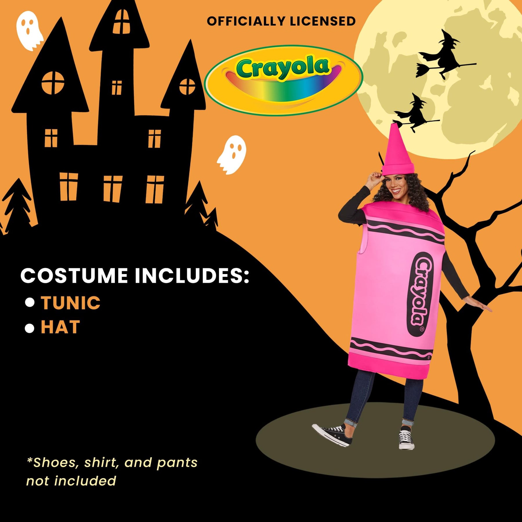 Craylola Crayon Pink Adult Costume | One Size Fits Most