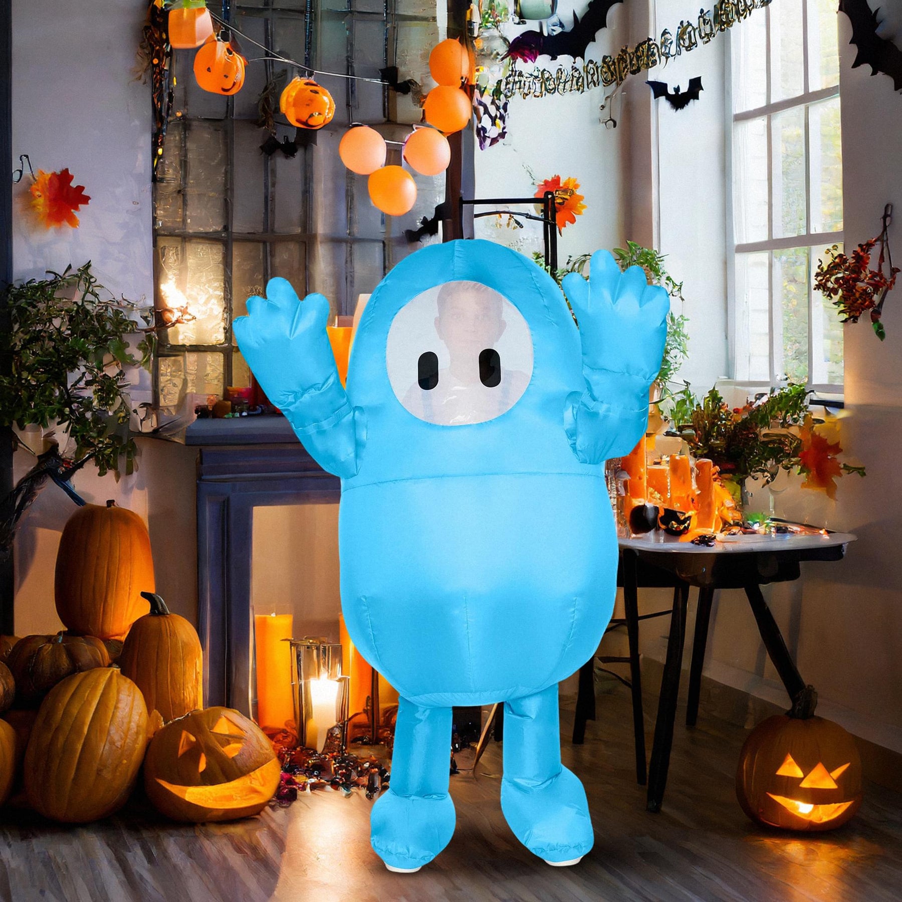 Fall Guys Blue Inflatable Child Costume | One Size Fits Up To 14