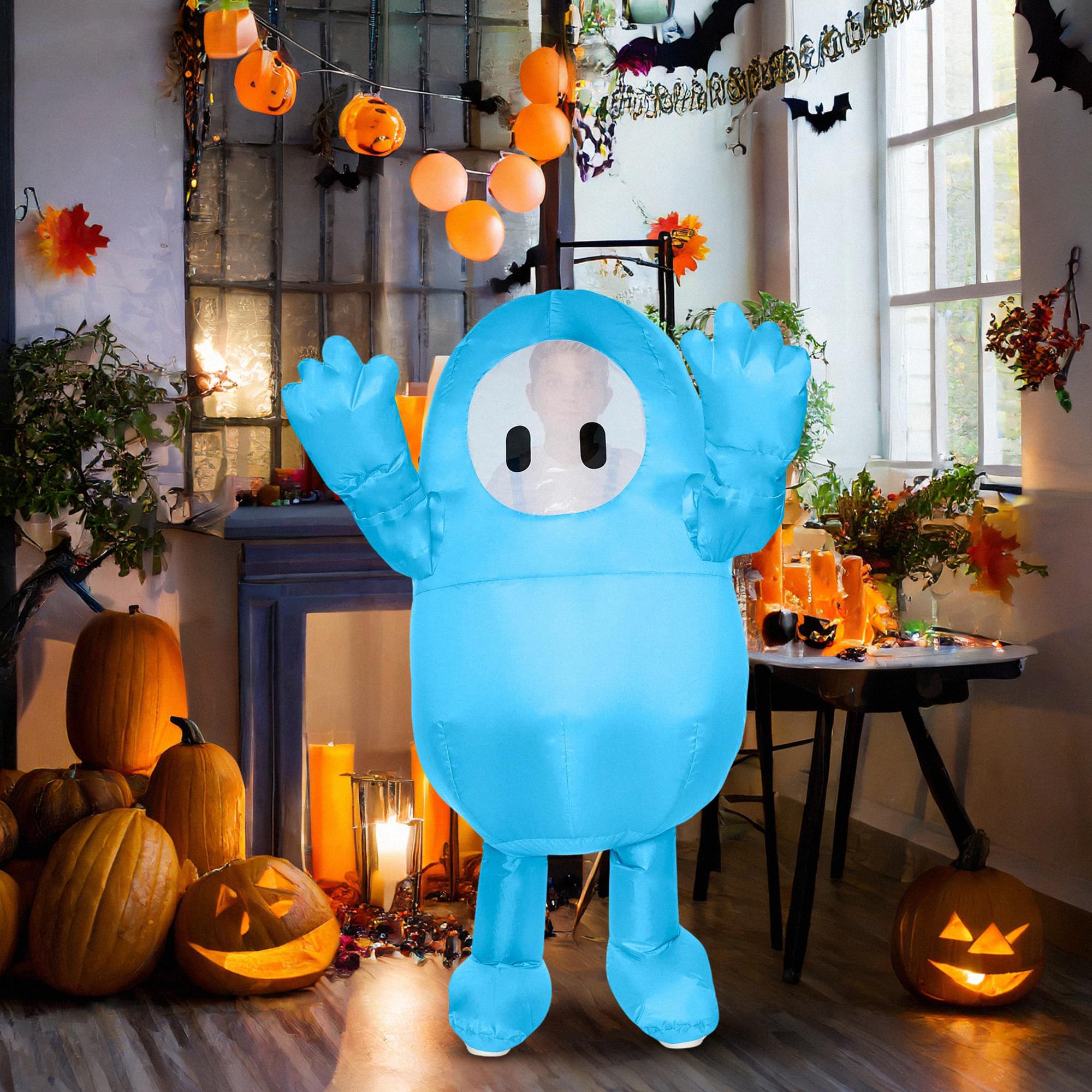 Fall Guys Blue Inflatable Child Costume | One Size Fits Up To 14