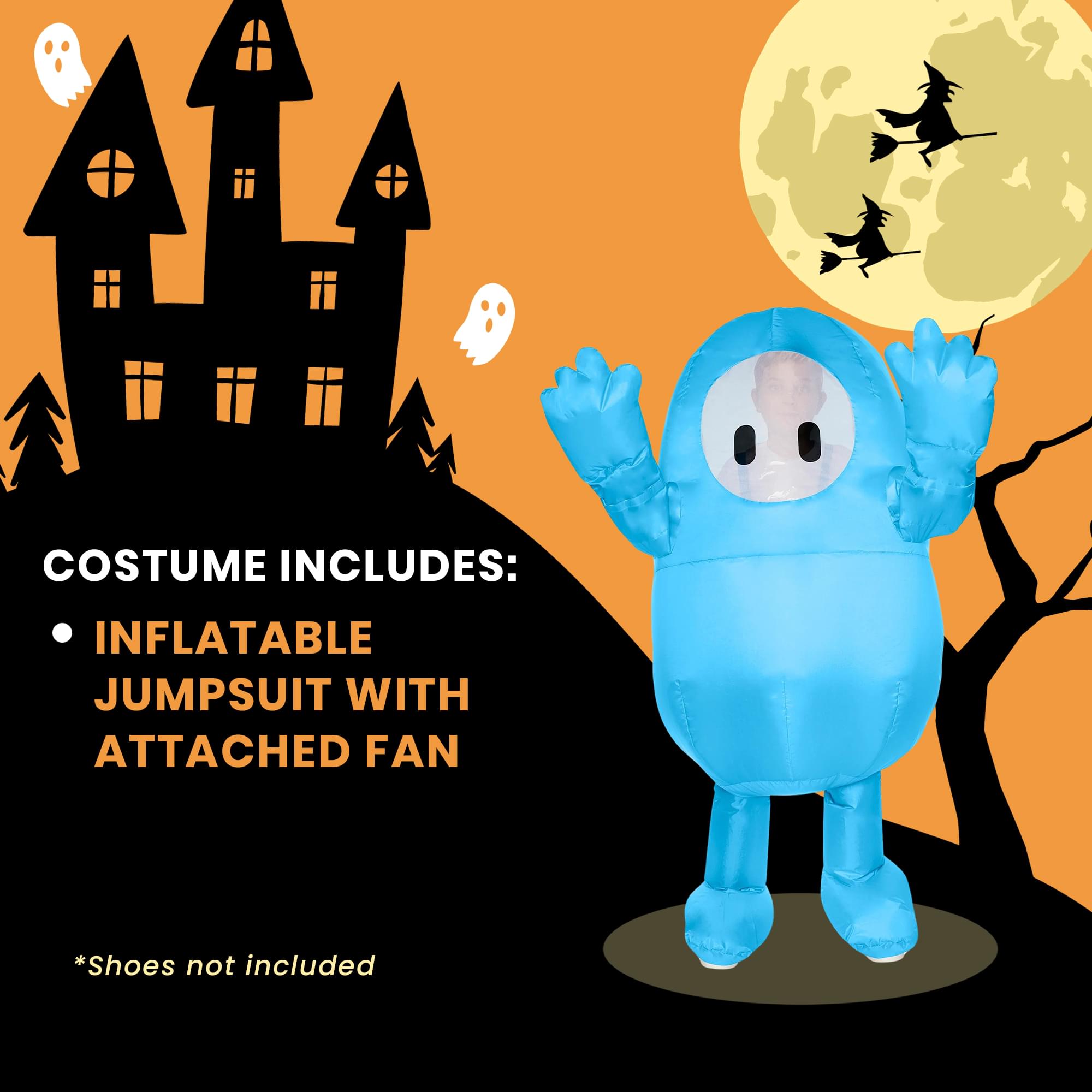 Fall Guys Blue Inflatable Child Costume | One Size Fits Up To 14