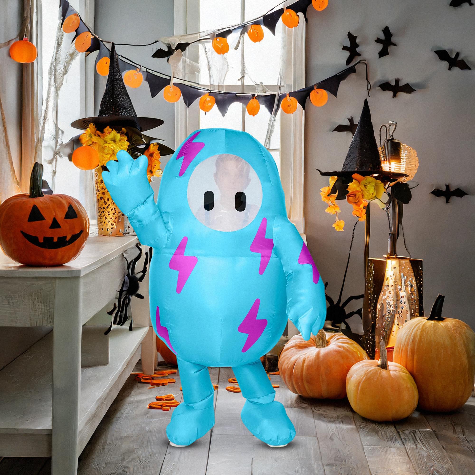 Fall Guys Blue Lightning Inflatable Child Costume | One Size Fits Up To 14