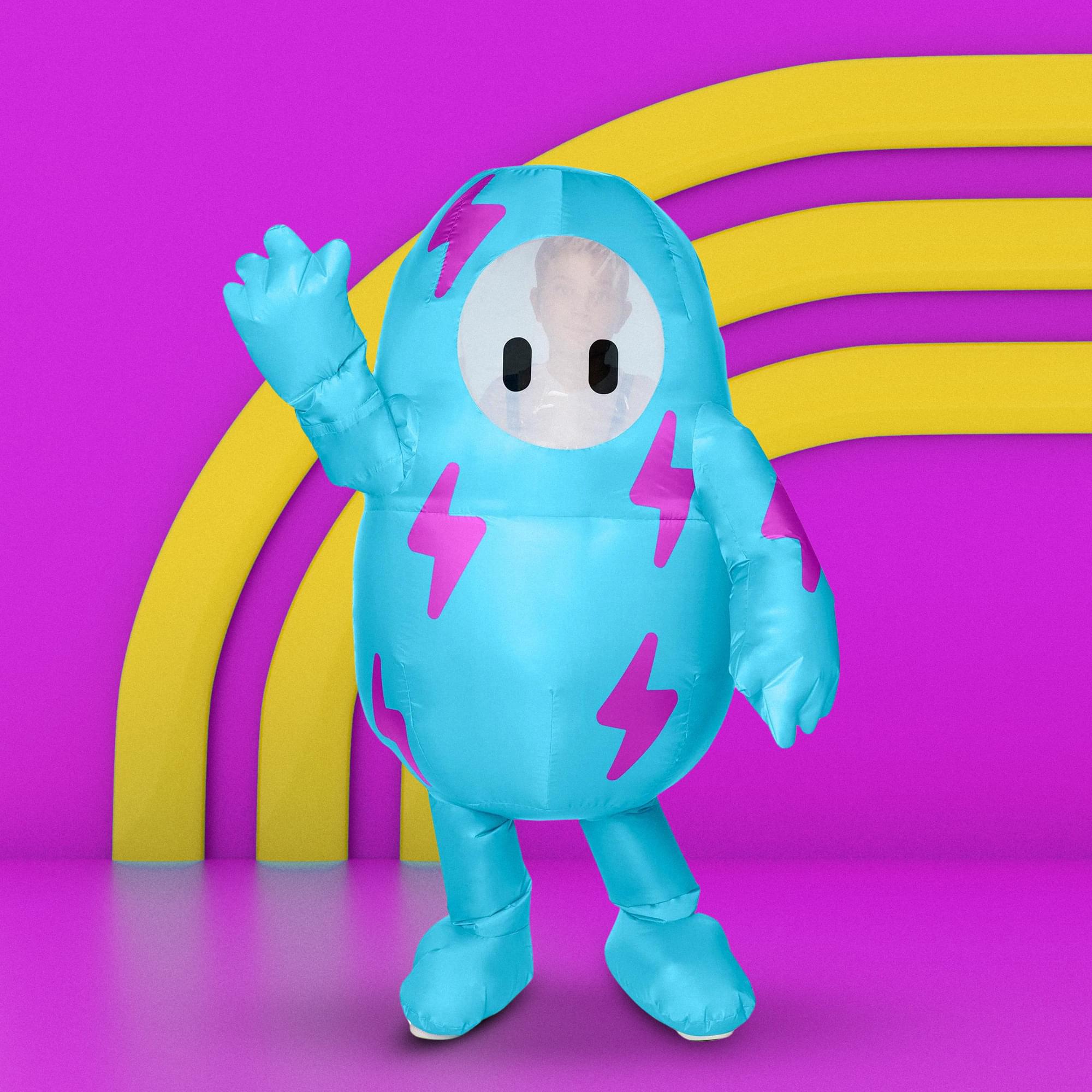 Fall Guys Blue Lightning Inflatable Child Costume | One Size Fits Up To 14