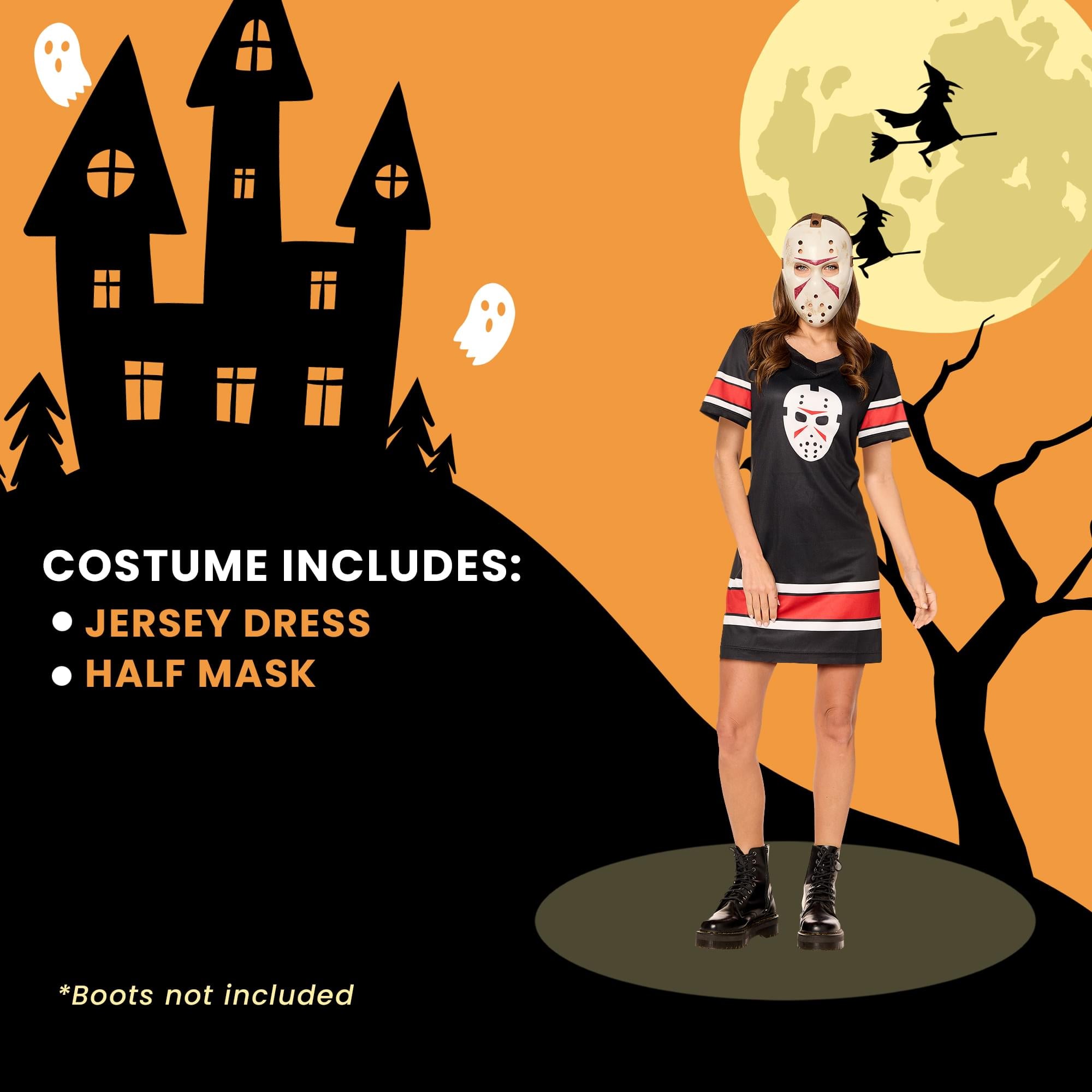 Jason Universe Adult Costume Hockey Jersey Dress and Mask | Large