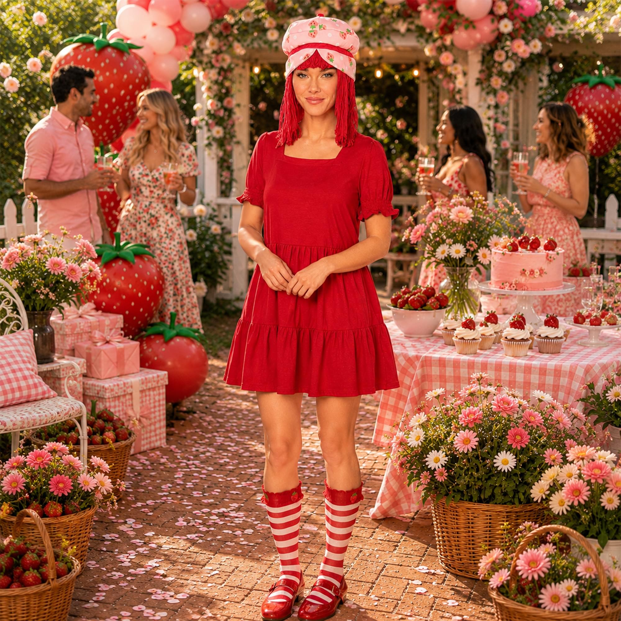Strawberry Shortcake Strawberry Adult Costume Wig | One Size Fits Most
