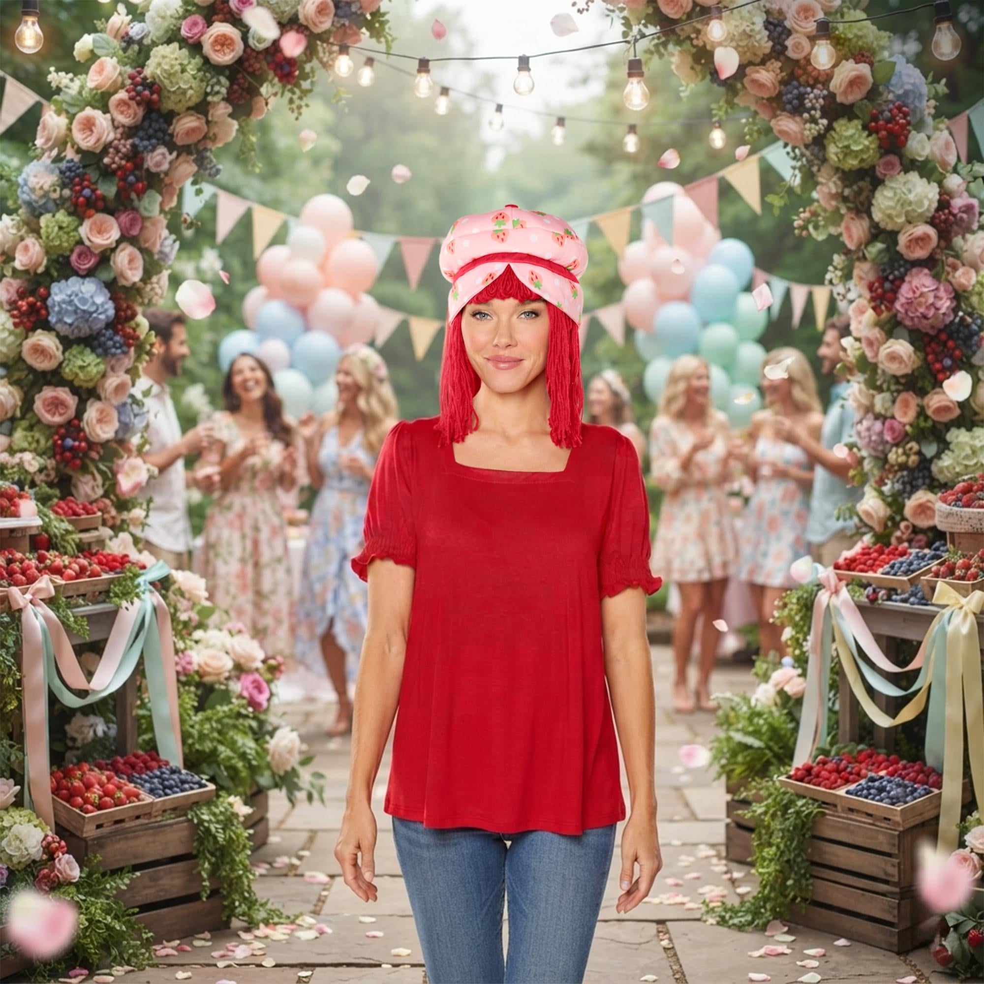 Strawberry Shortcake Strawberry Adult Costume Wig | One Size Fits Most