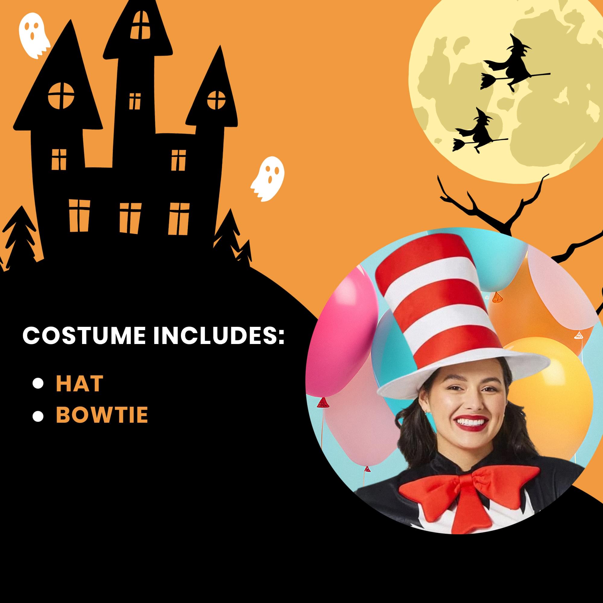 Dr. Seuss Cat In the Hat Tie & Hat Adult Costume Kit