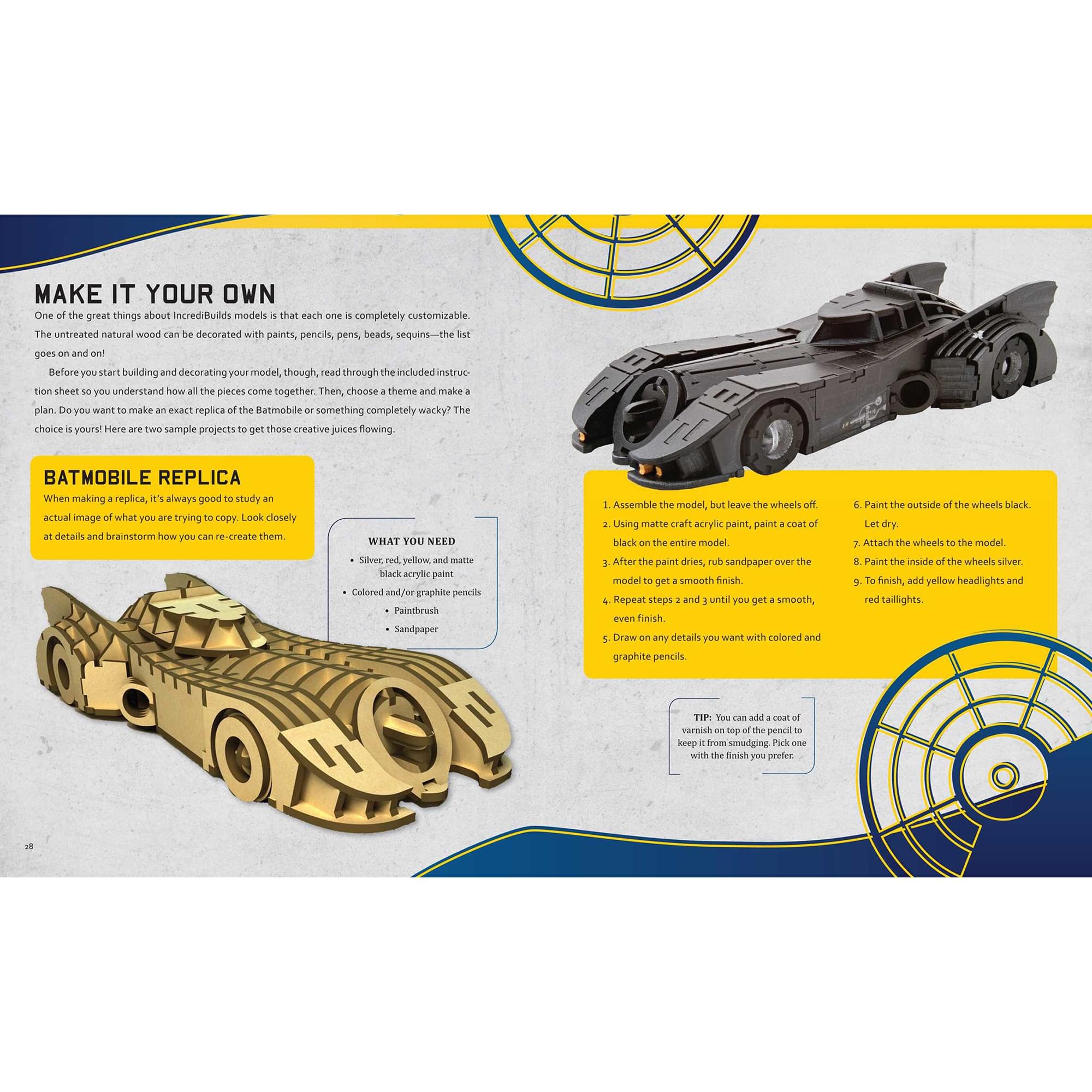 DC Comics Incredibuilds Batmobile 3D Wood Model and Book