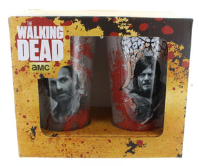 Walking Dead 16 oz. Pint Glass 2-Pack: Bloody Rick and Daryl