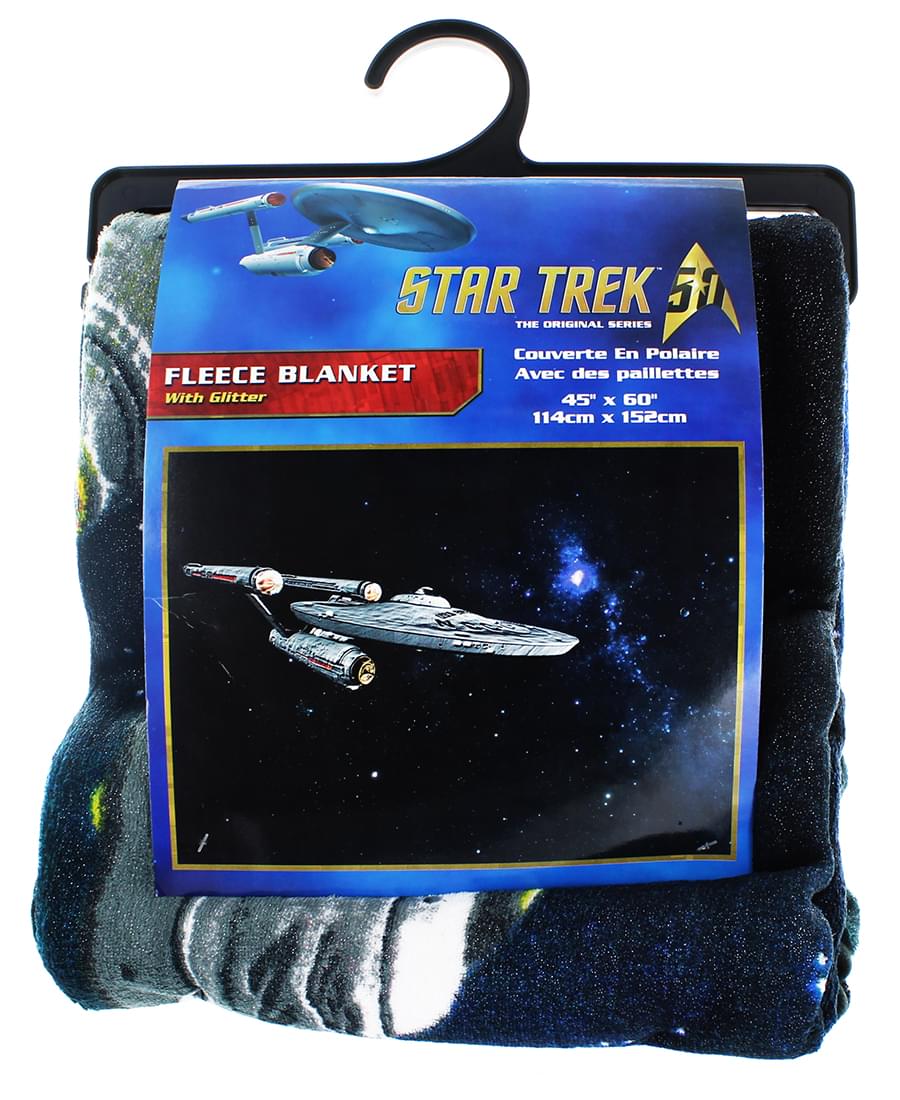 Star Trek Enterprise Glitter Lightweight Fleece Throw Blanket | 45 x 60 Inches