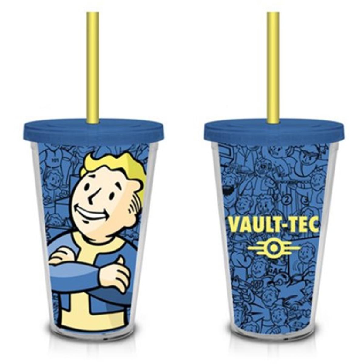 Fallout Vault Boy Vault-Tec (Blue) 18oz. Travel Cup with Straw