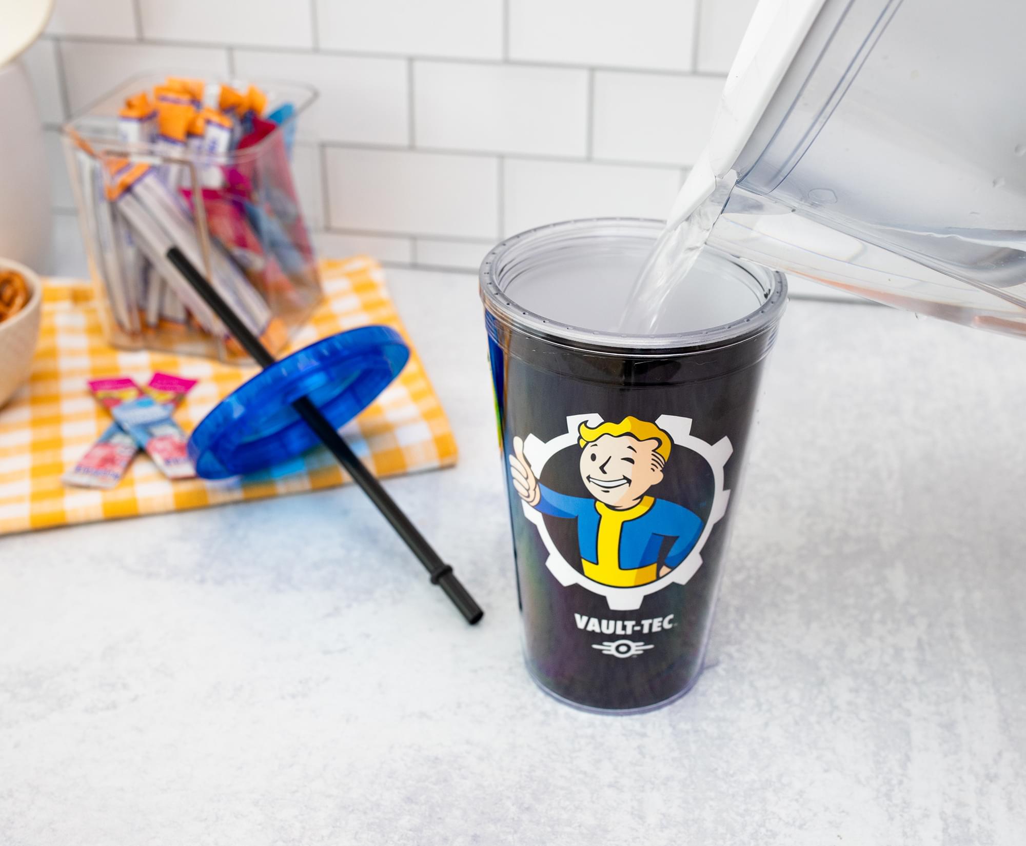 Fallout "Welcome Home" Vault-Tec Carnival Cup With Straw | Holds 18 Ounces