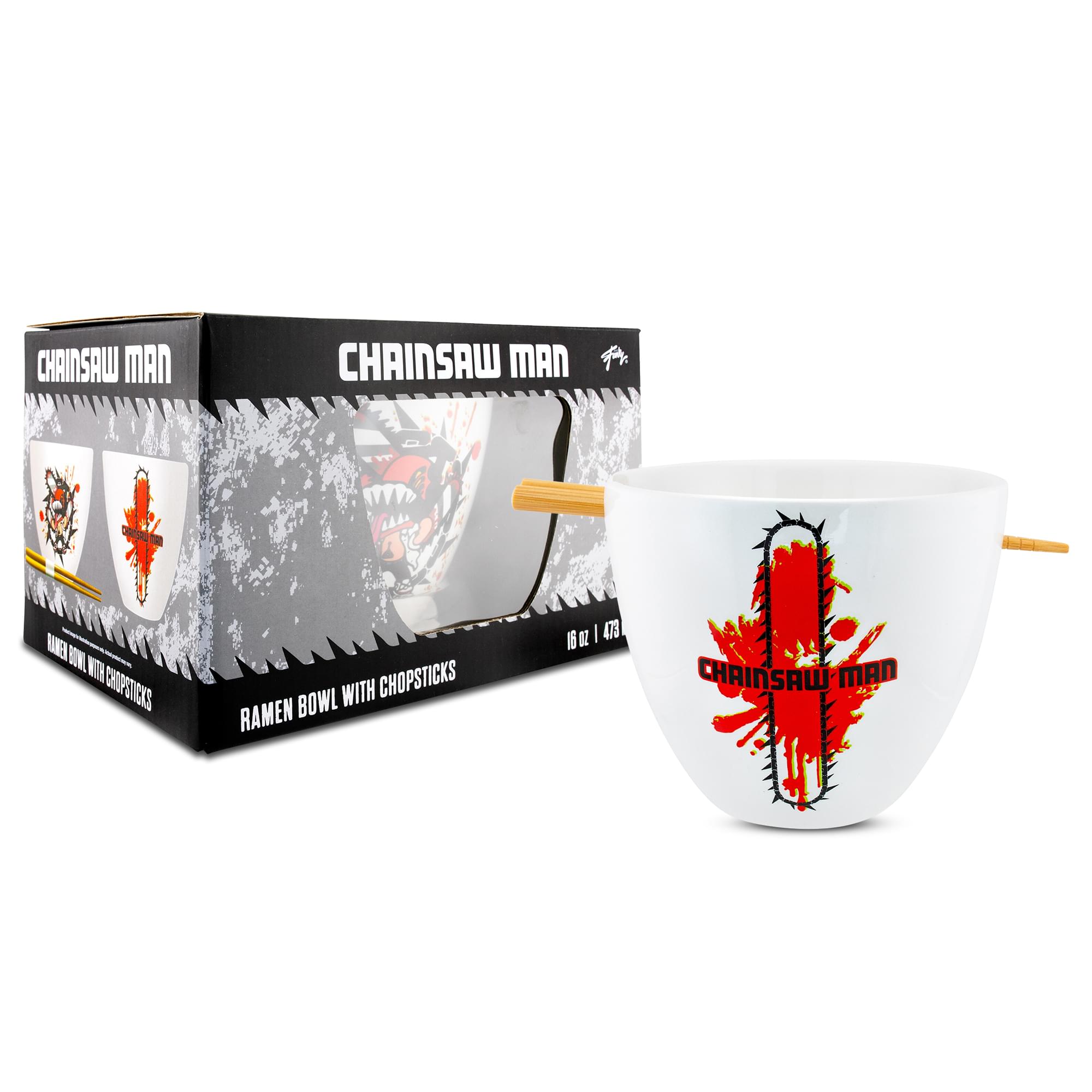 Chainsaw Man 16-Ounce Ceramic Ramen Bowl and Chopstick Set