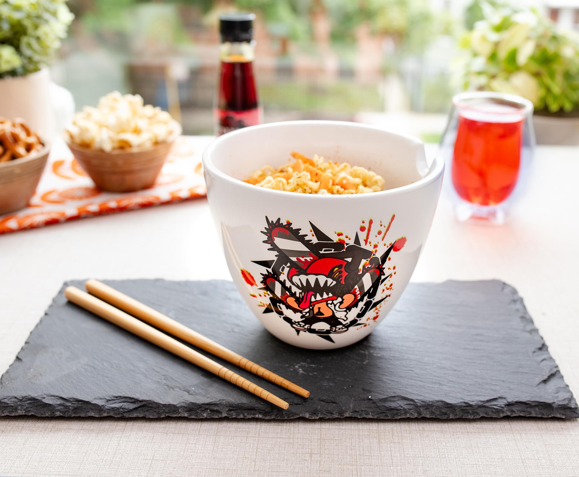 Chainsaw Man 16-Ounce Ceramic Ramen Bowl and Chopstick Set