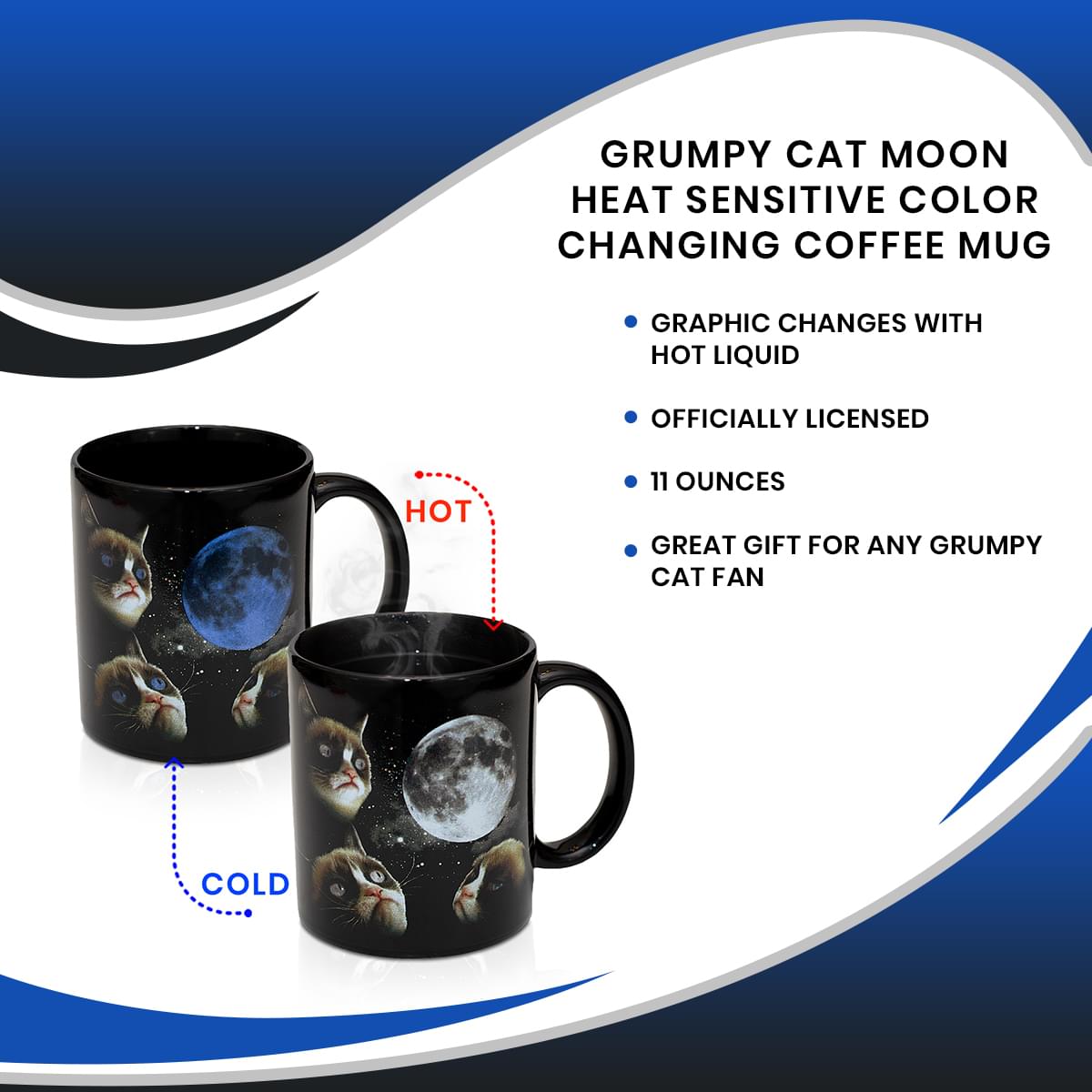 Grumpy Cat Moon Heat Sensitive Color Changing Coffee Mug