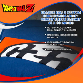 Dragon Ball Z Custom Goku Symbol Lightweight Fleece Blanket | 45 x 60 Inches