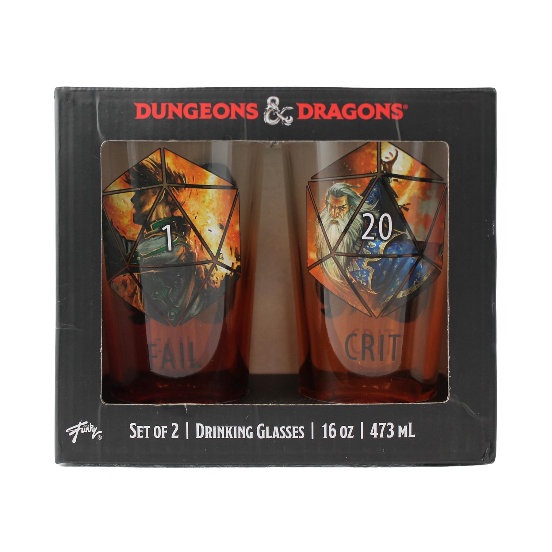 Dungeons & Dragons "Fail" and "Crit" 16oz Pint Glass Set of 2