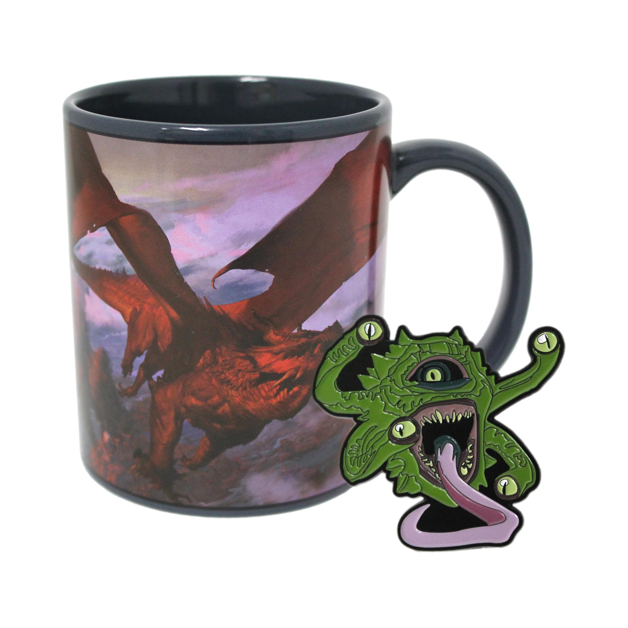 Dungeons and Dragons Red Dragon Mug & Gazer Beholder Pin