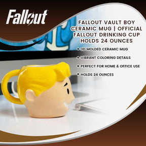 Fallout Vault Boy Ceramic Mug | Official Fallout Drinking Cup | Holds 24 Ounces