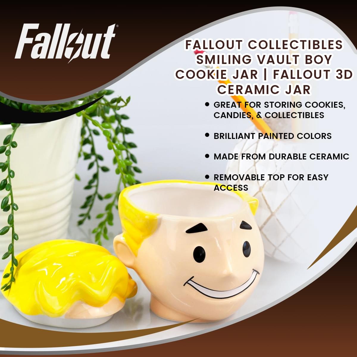 Fallout Collectibles Smiling Vault Boy Cookie Jar | Fallout 3D Ceramic Jar