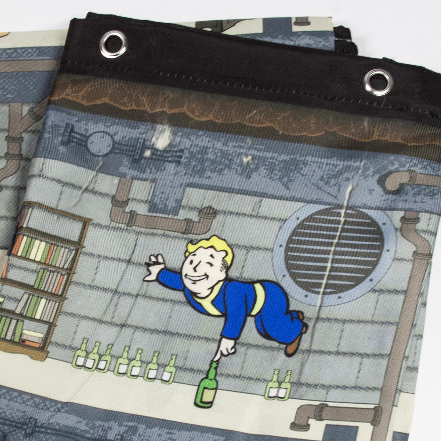 Fallout Perks Vault Boy Polyester Officially Licensed Shower Curtain
