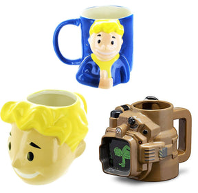Fallout Molded Mug Bundle, Set of 3: Vault Boy, Pip Boy