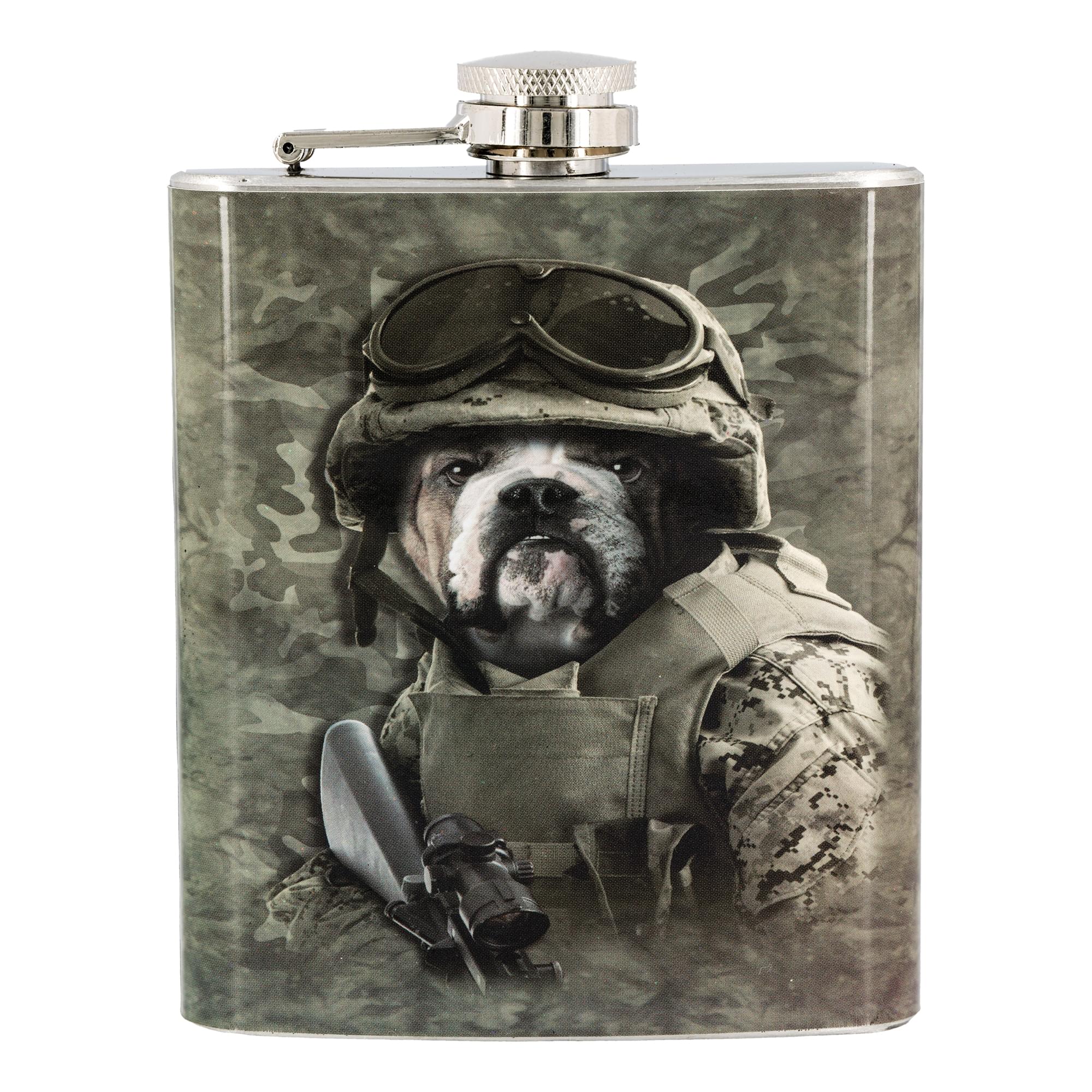 Combat Bulldog Sam 7oz Stainless Steel Flask