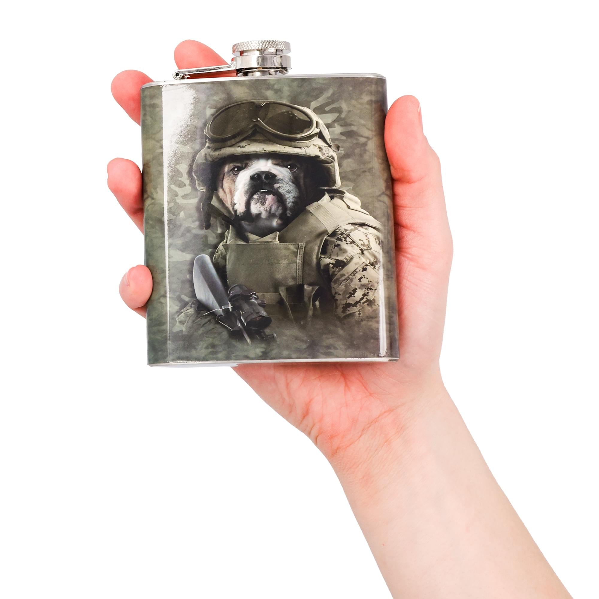 Combat Bulldog Sam 7oz Stainless Steel Flask