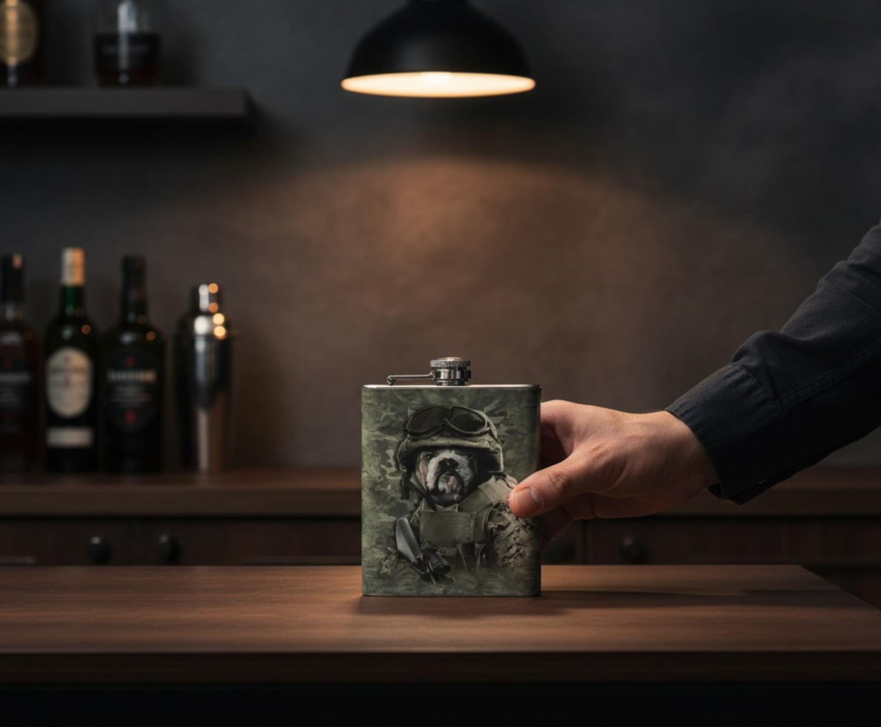 Combat Bulldog Sam 7oz Stainless Steel Flask